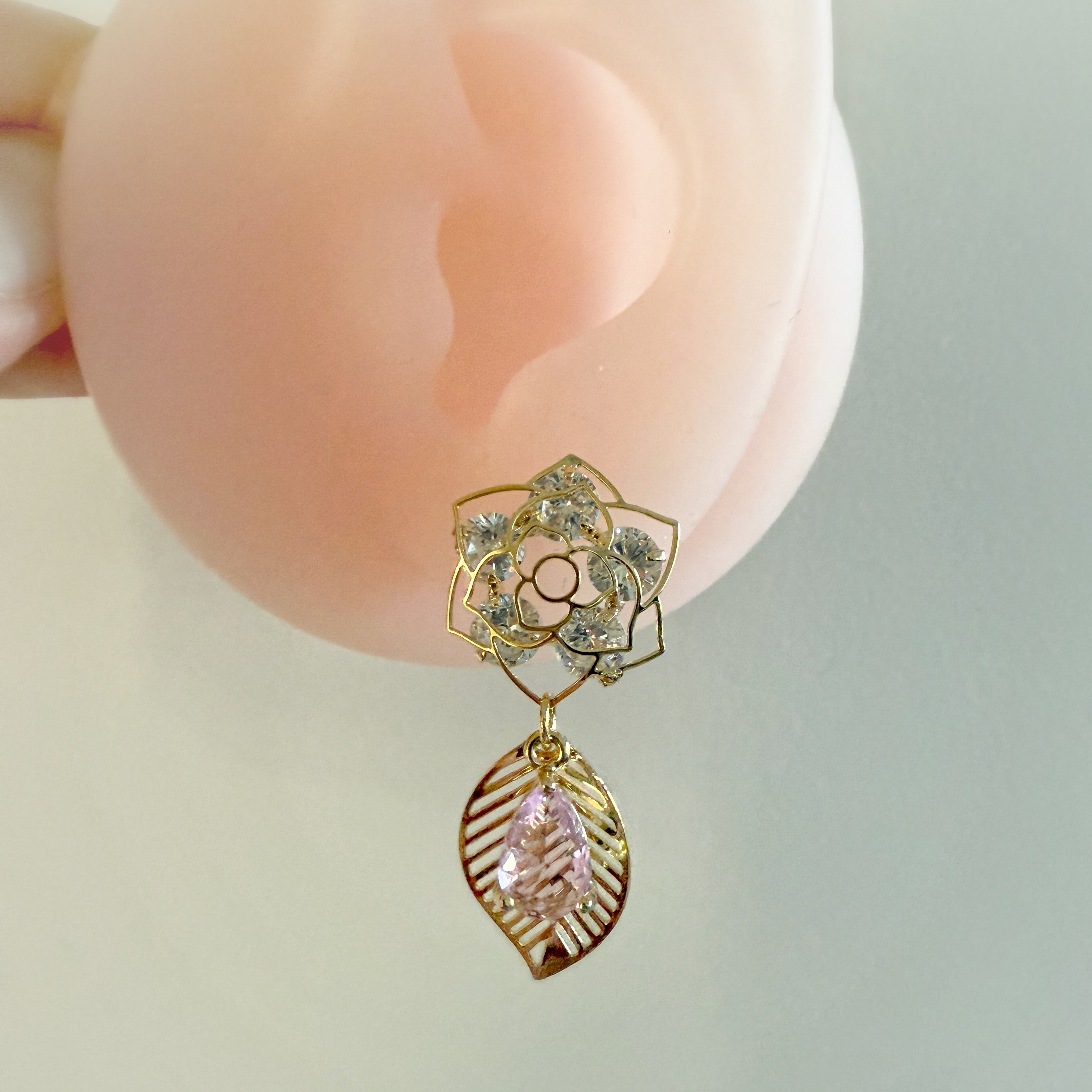 Rose Flower Dangly Earrings - Sisilia Jewels