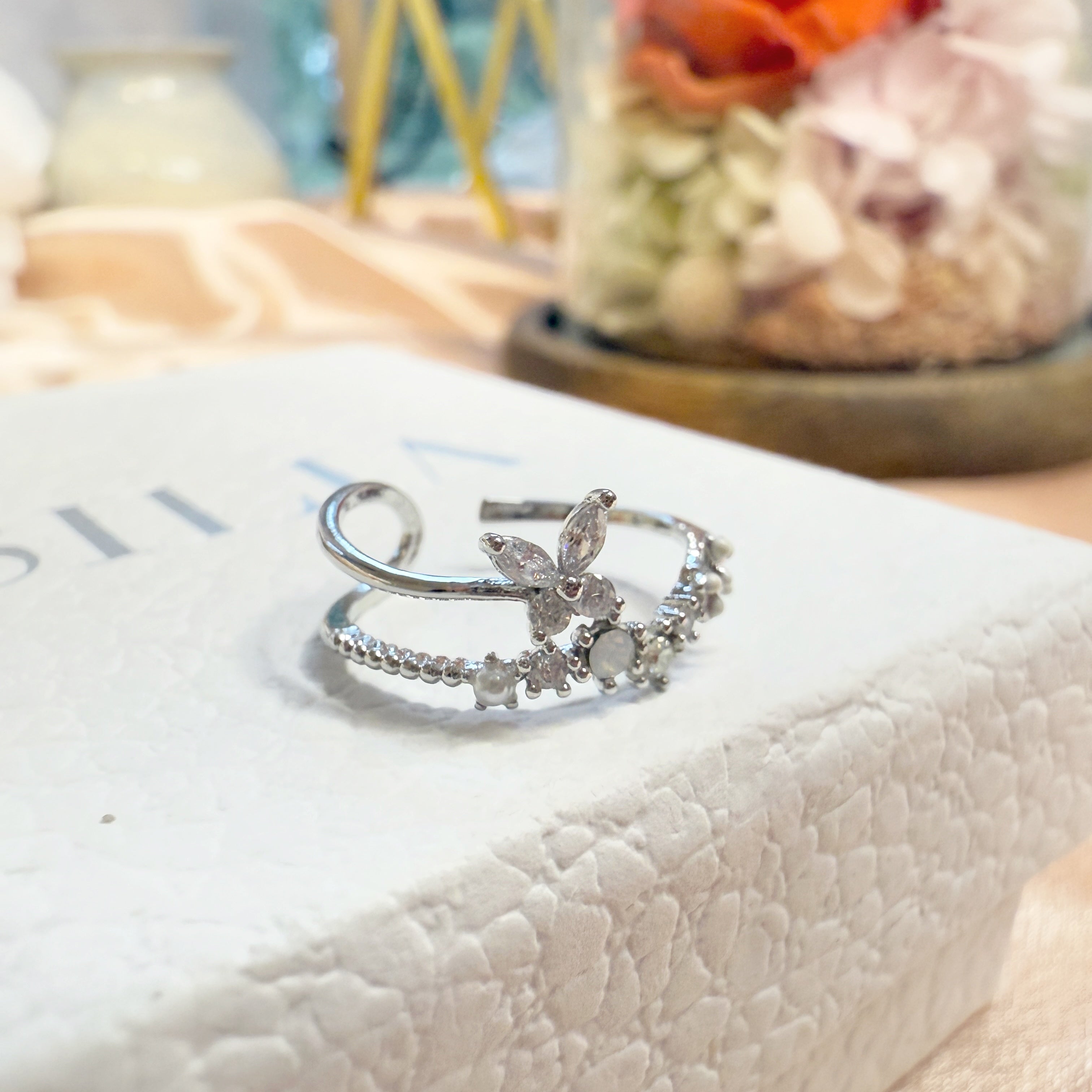 Silver butterfly open band nail ring - Sisilia Jewels
