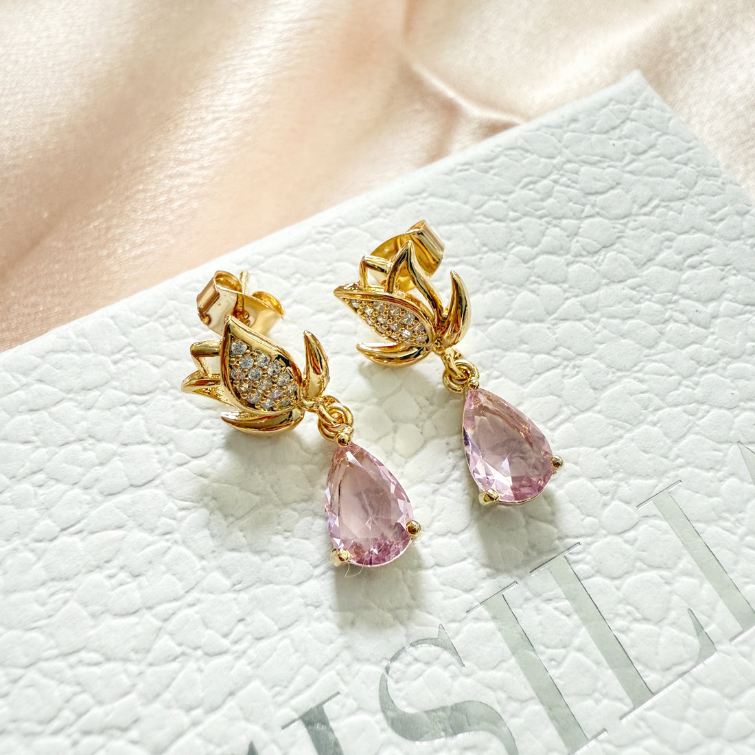 Gold Tulip Tourmaline Drop Earrings - Sisilia Jewels