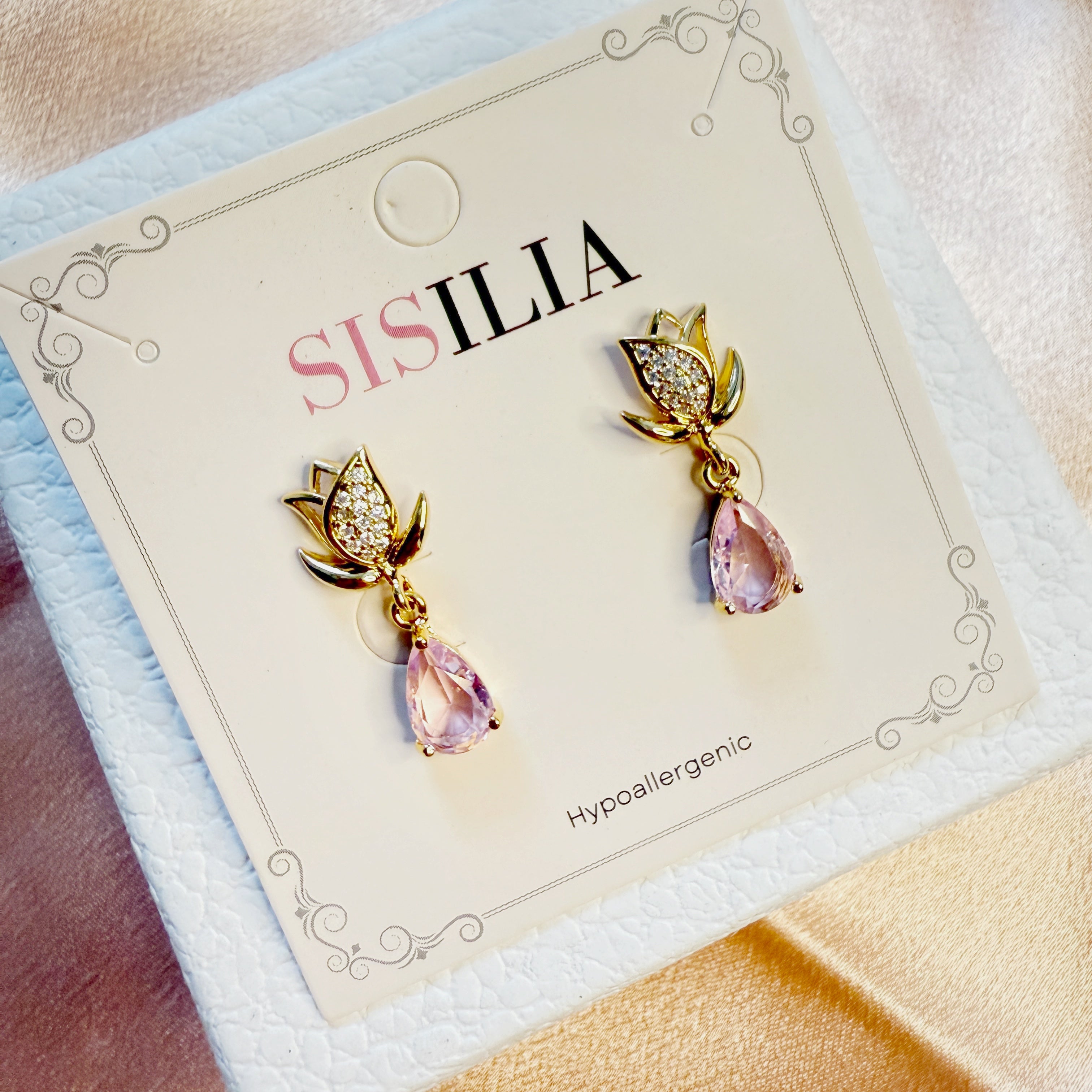 Gold Tulip Tourmaline Drop Earrings