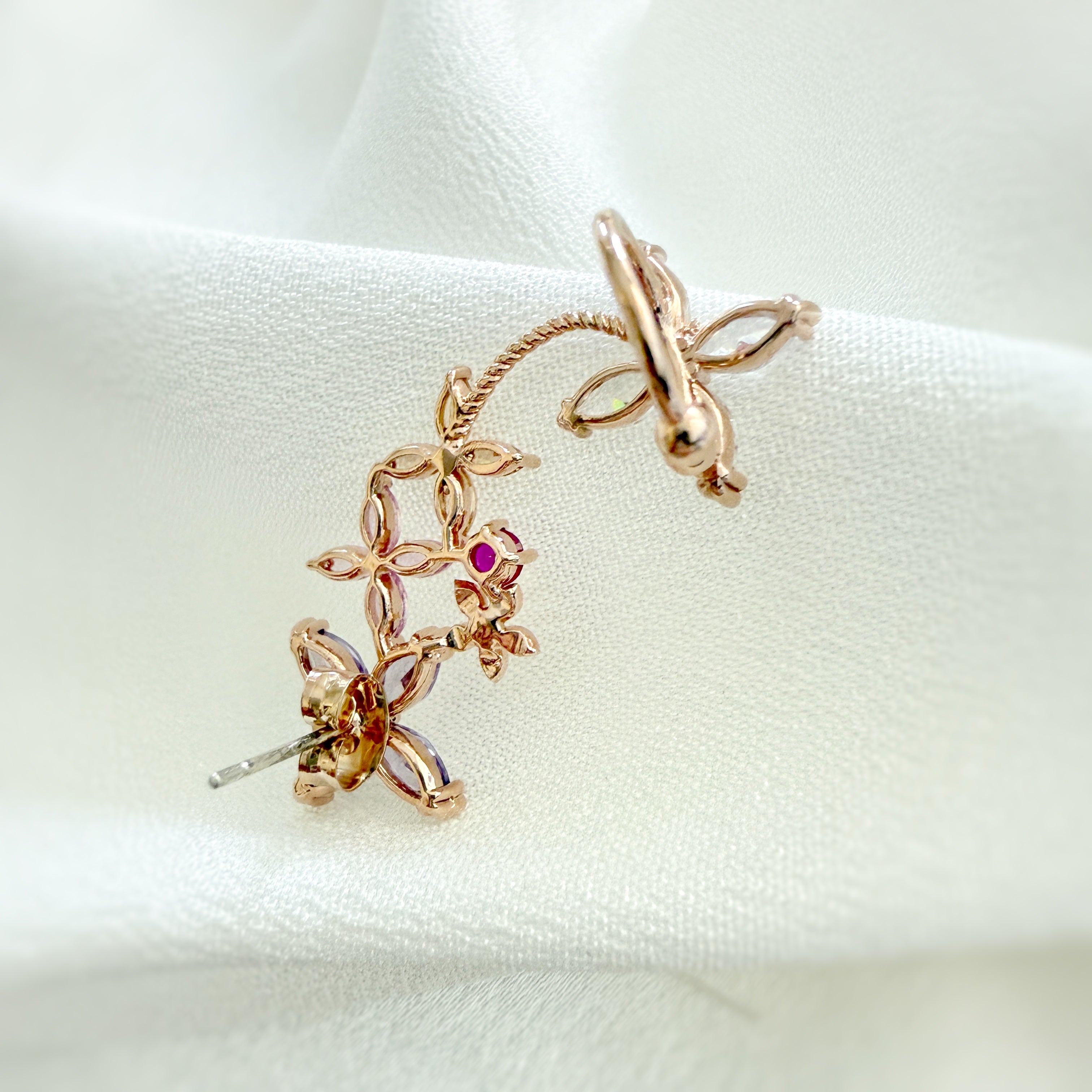 Single Pierce Flower Ear Climber - Sisilia Jewels