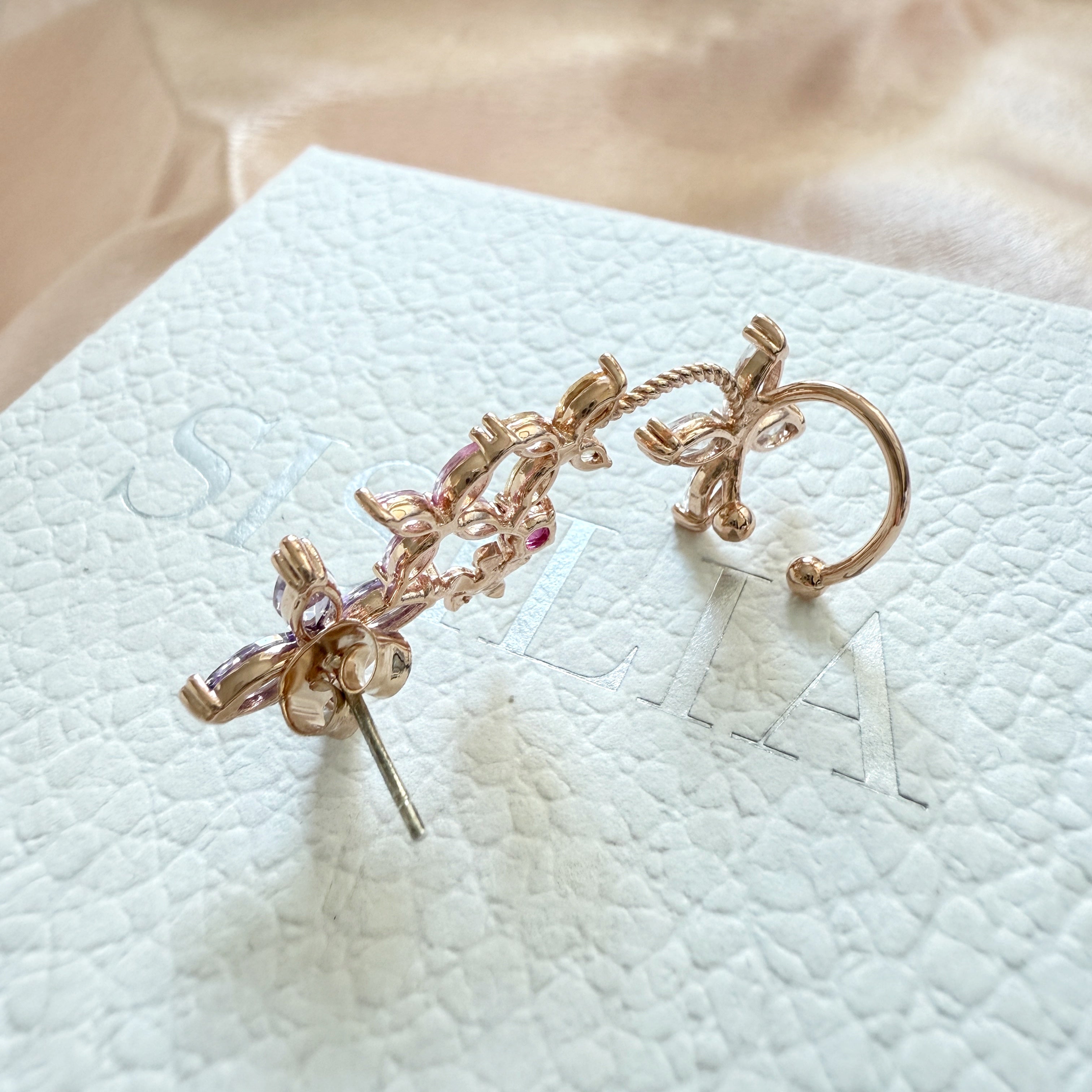 Single Pierce Flower Ear Climber - Sisilia Jewels