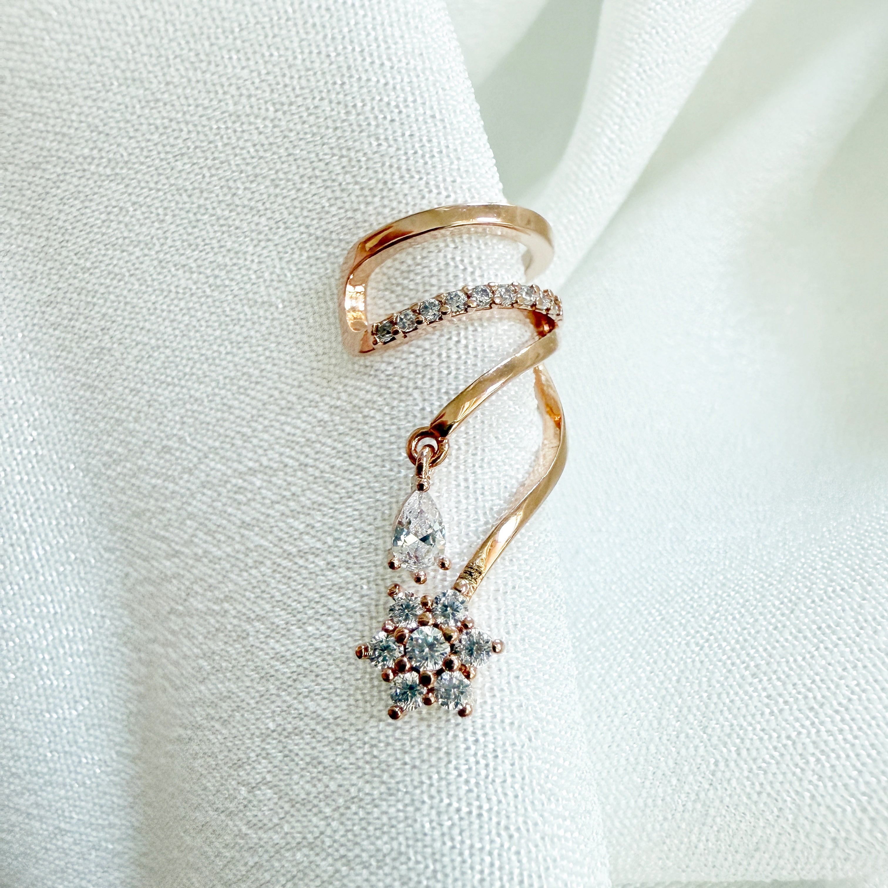 Cubic Zirconia Flower Ear Jacket - Sisilia Jewels