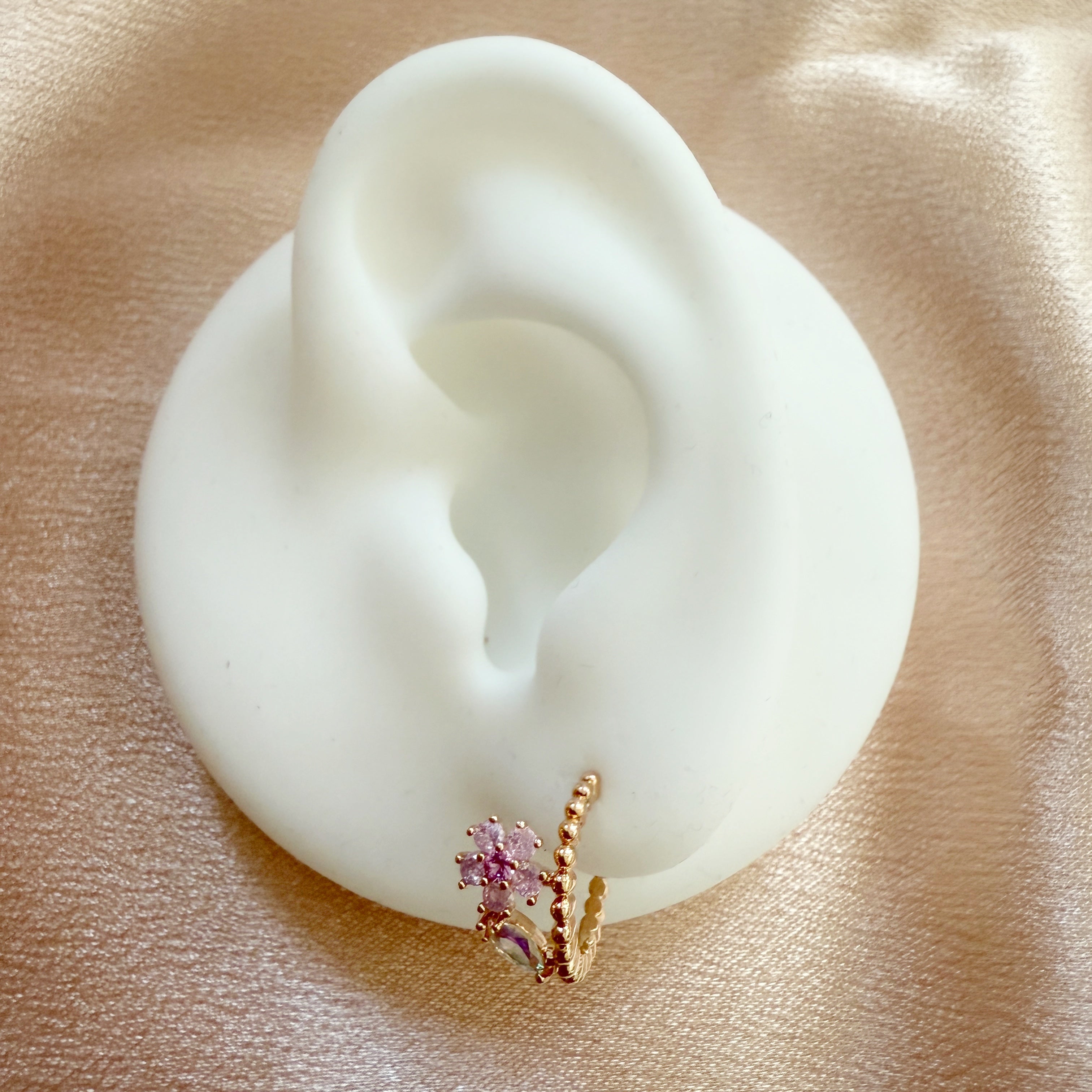 Rose Gold Flutter Gem Studs