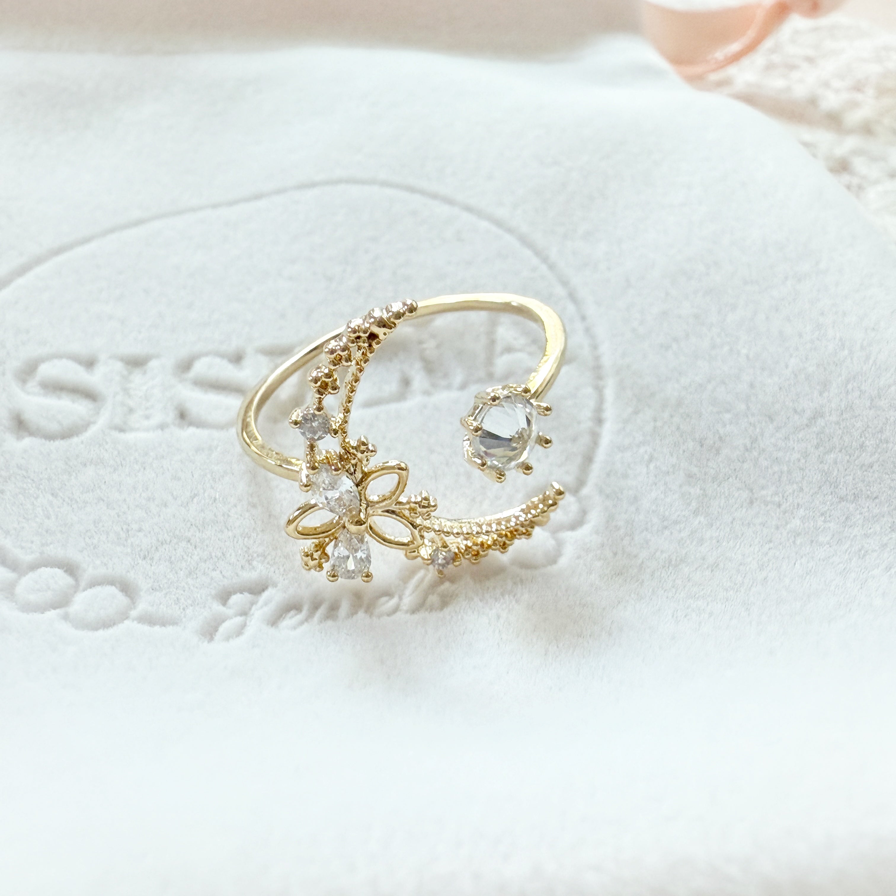 Eternal Bloom Crescent Moon Ring - Sisilia Jewels