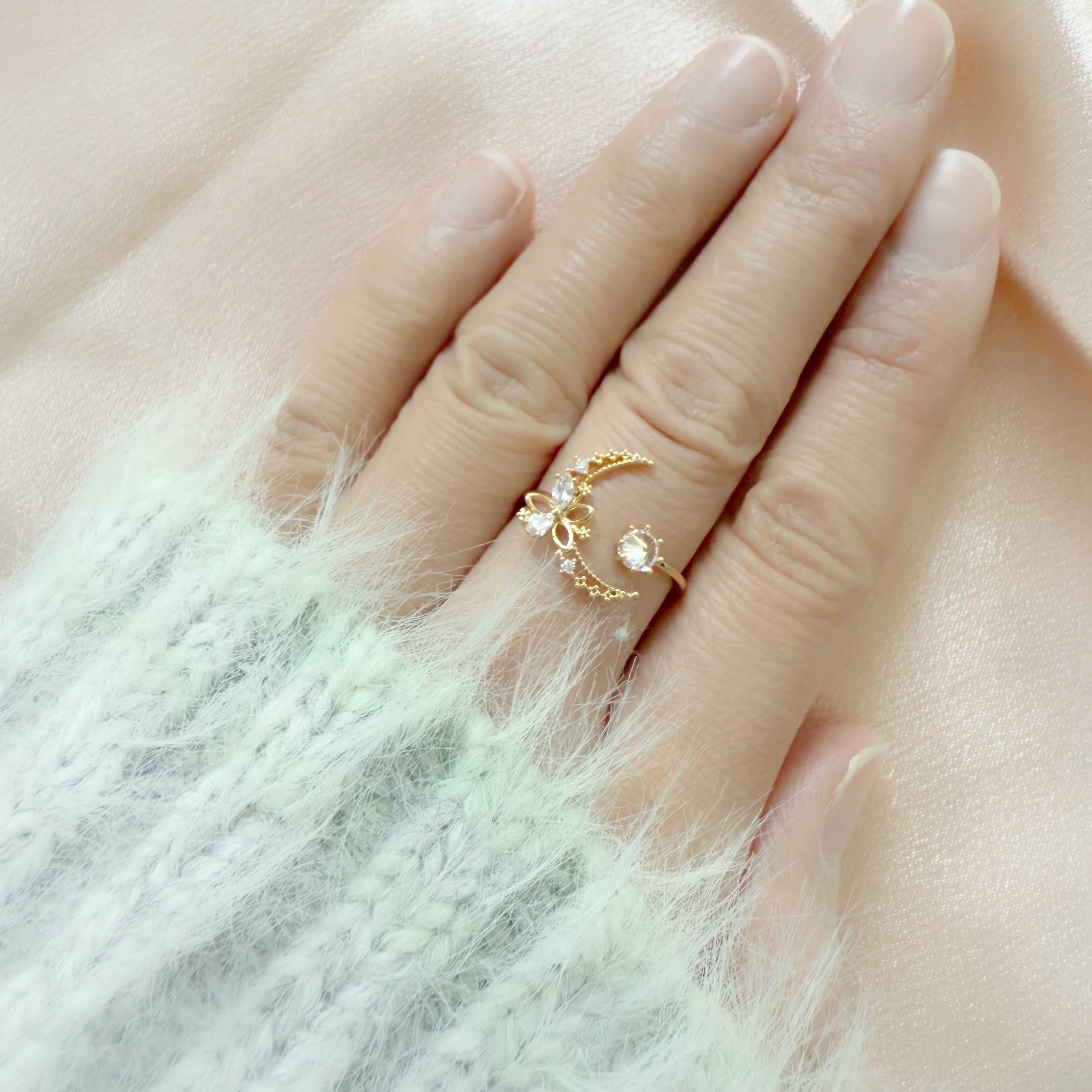 Eternal Bloom Crescent Moon Ring - Sisilia Jewels