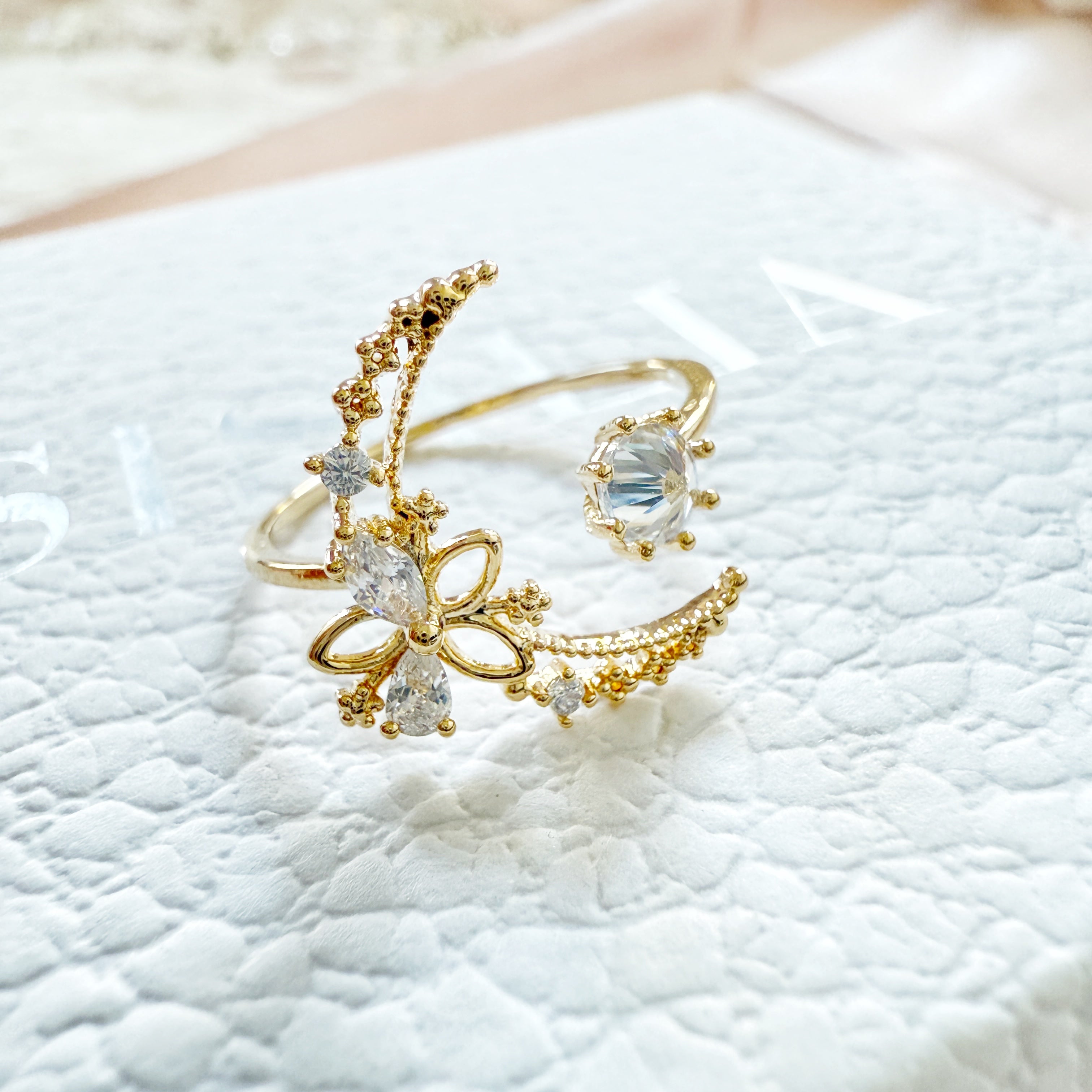 Eternal Bloom Crescent Moon Ring - Sisilia Jewels