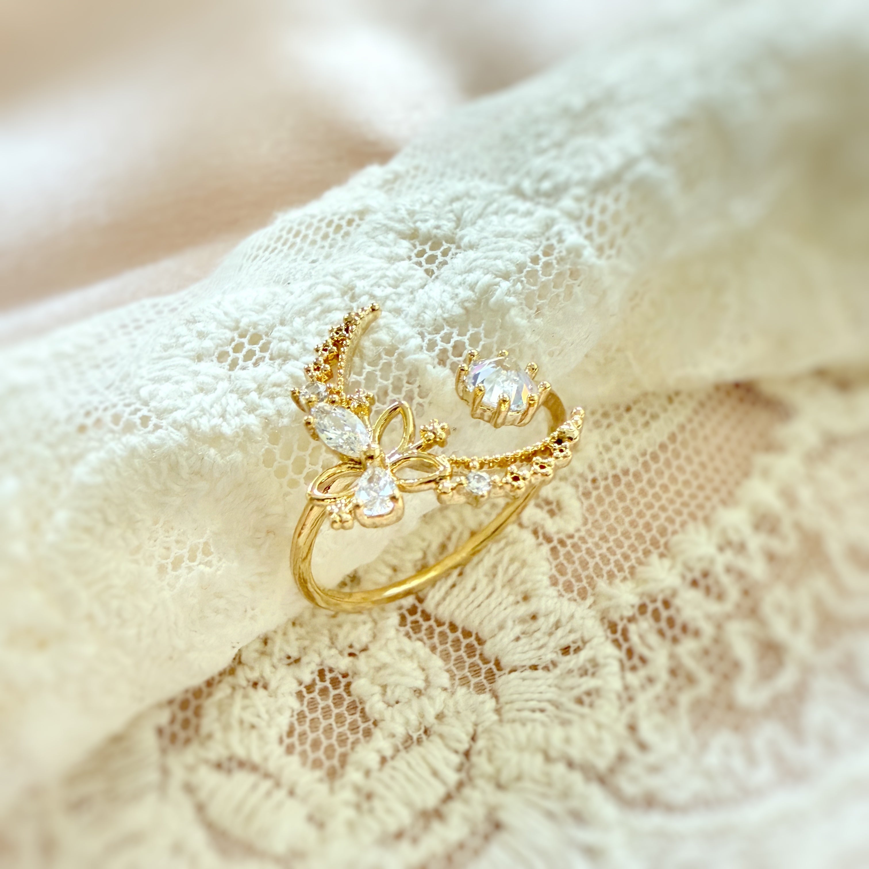 Eternal Bloom Crescent Moon Ring - Sisilia Jewels