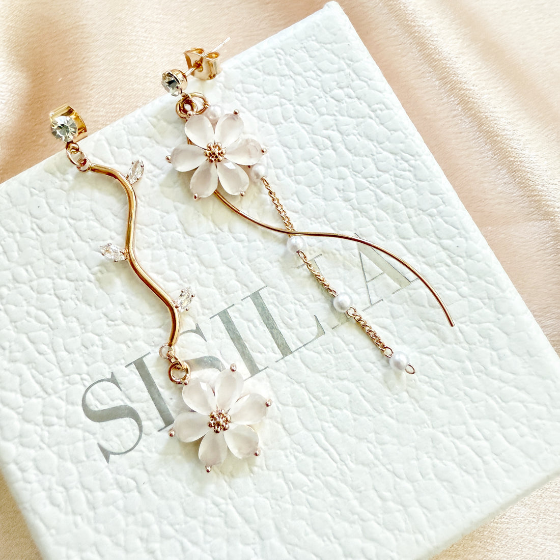Elegant Flower Mismatched Earrings Dangles - Sisilia Jewels
