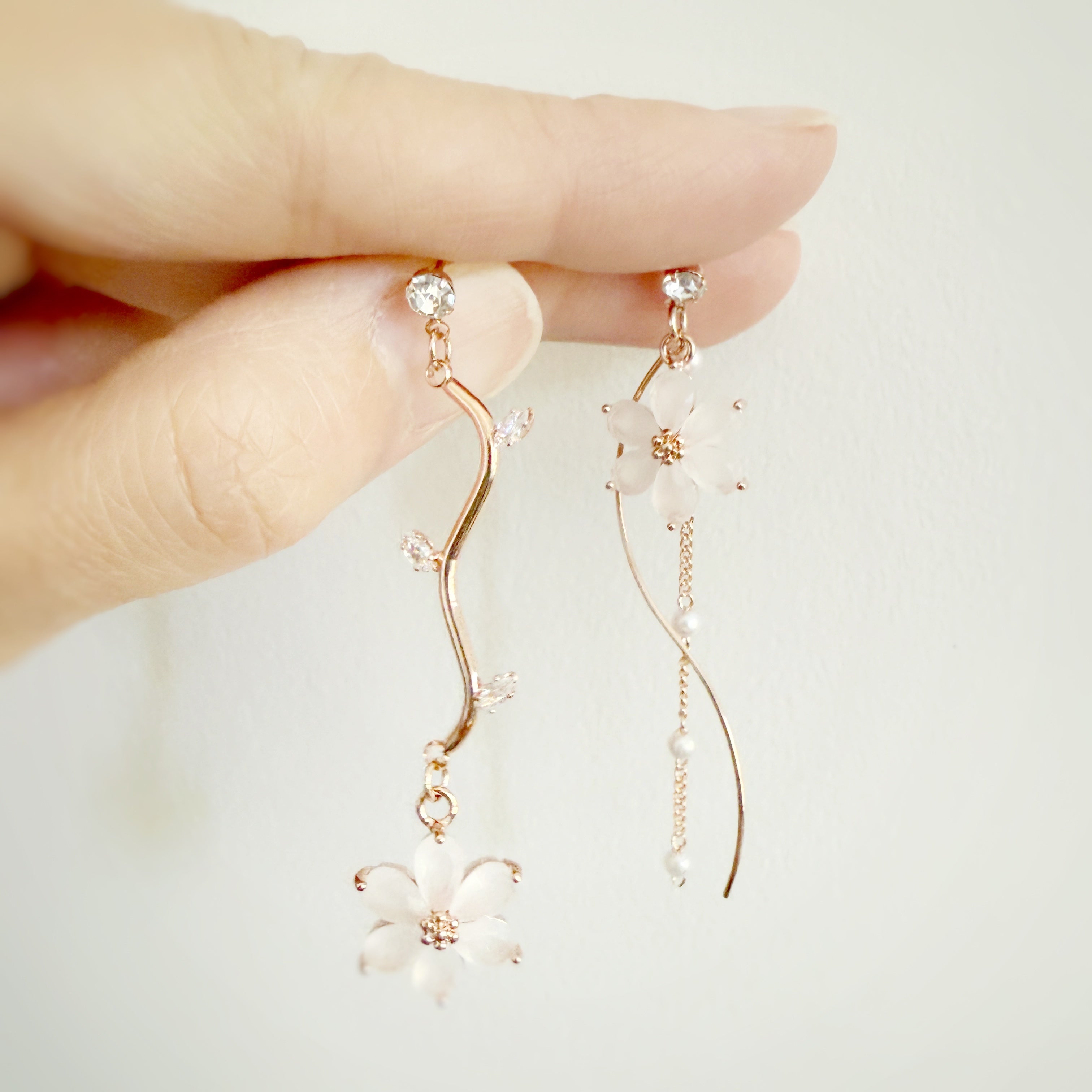Elegant Flower Mismatched Earrings Dangles - Sisilia Jewels