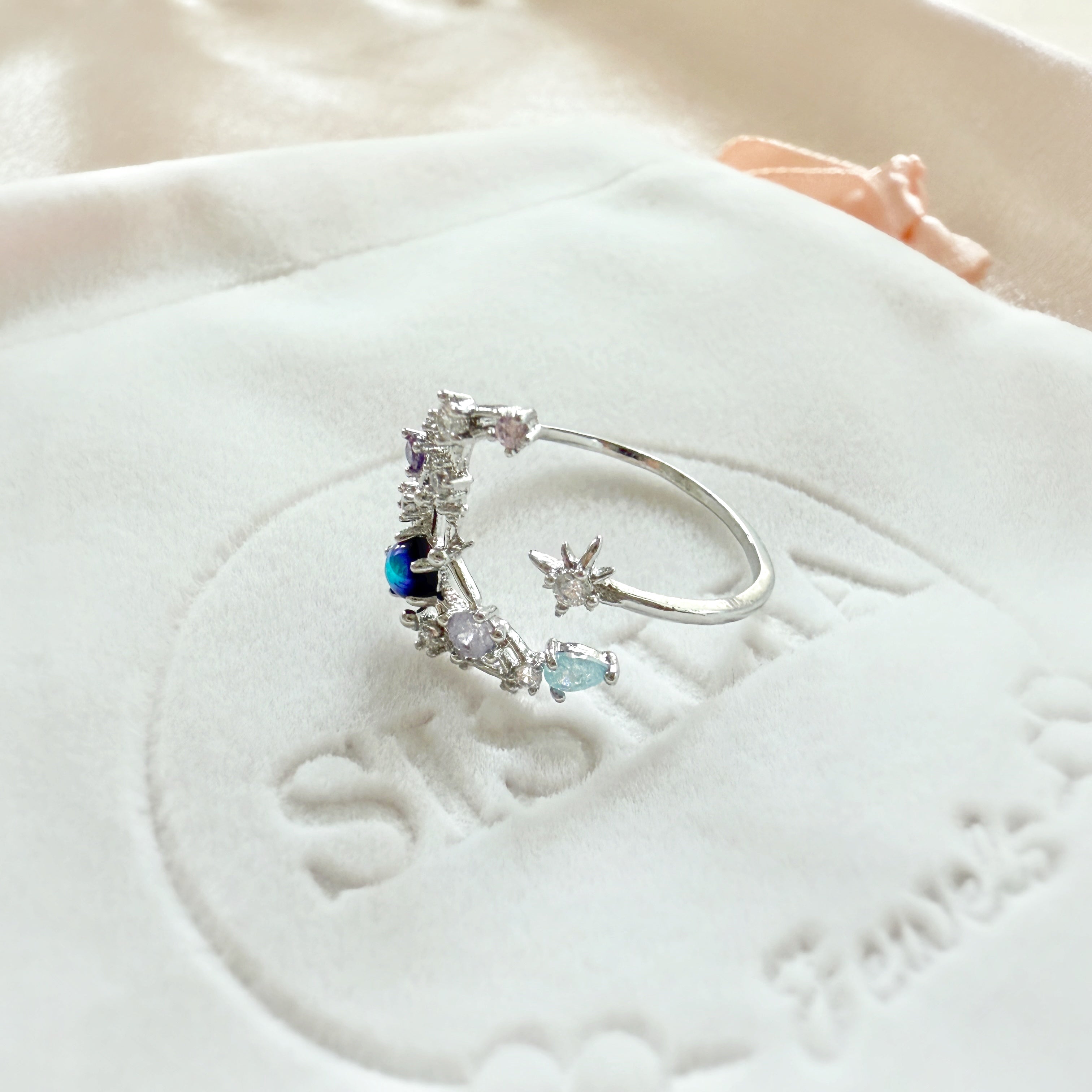 Crescent Moon And Shooting Star Ring - Sisilia Jewels