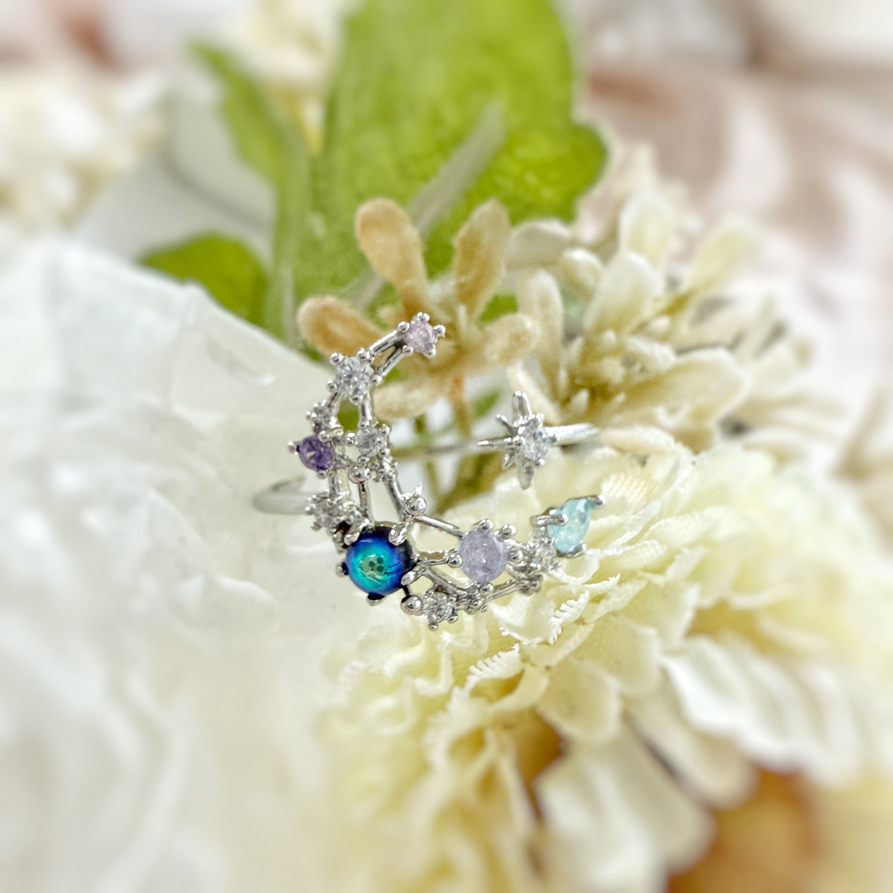 Crescent Moon And Shooting Star Ring - Sisilia Jewels