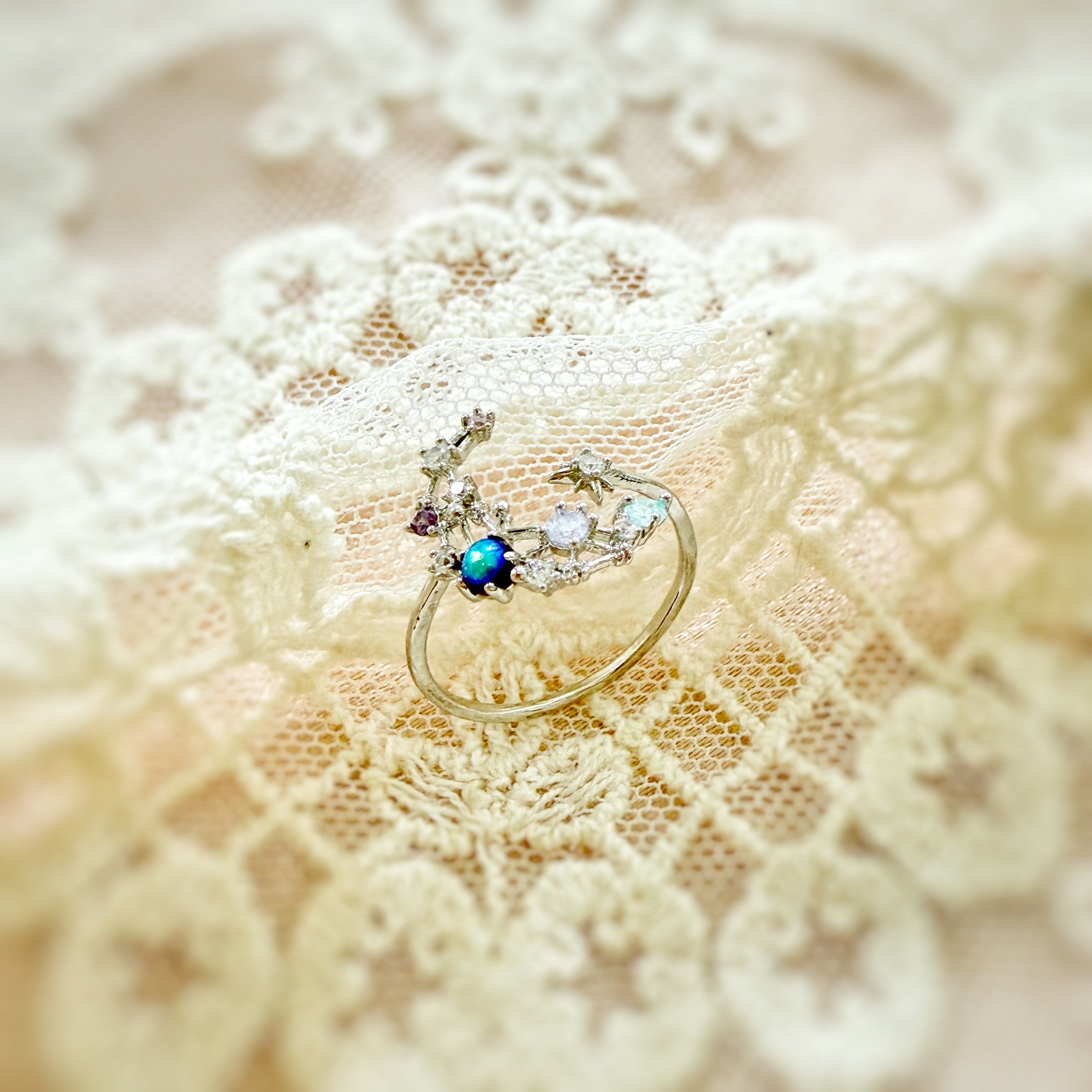 Crescent Moon And Shooting Star Ring - Sisilia Jewels