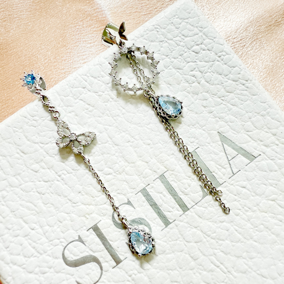 Ethereal Butterfly Aquamarine Dangle Earrings - Sisilia Jewels