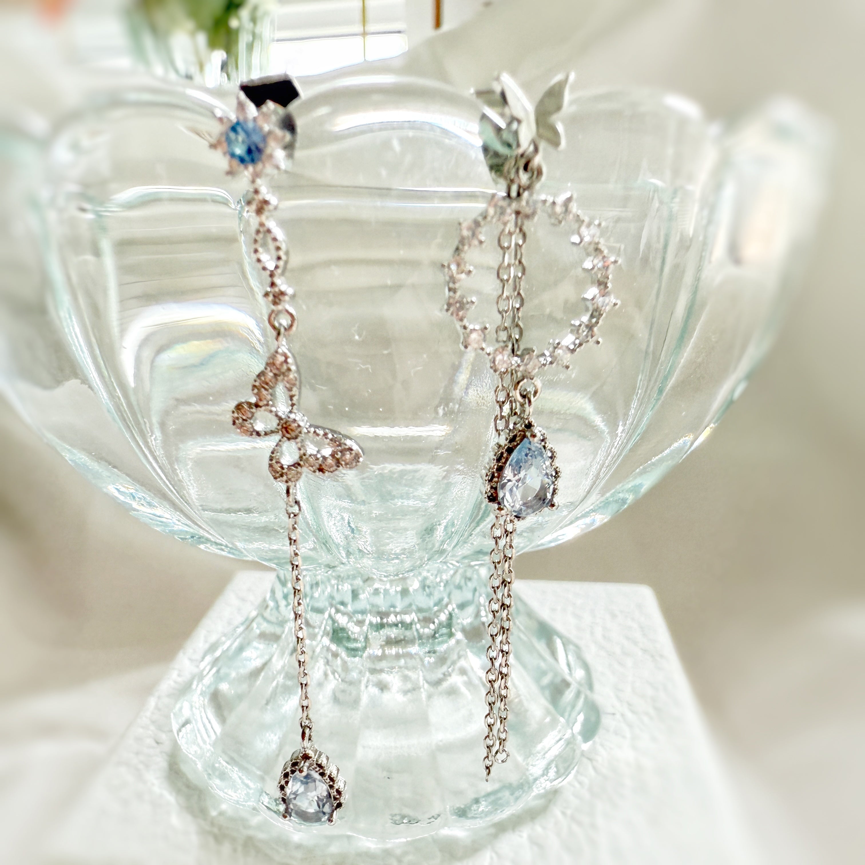 Ethereal Butterfly Aquamarine Dangle Earrings - Sisilia Jewels