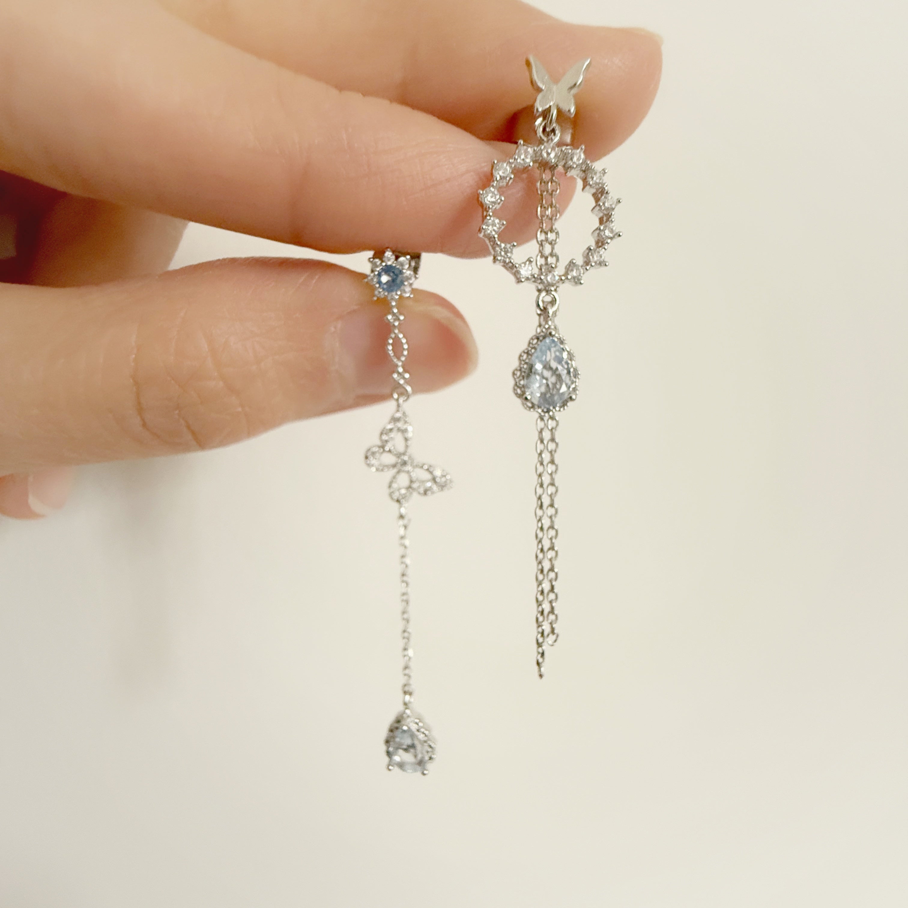 Ethereal Butterfly Aquamarine Dangle Earrings - Sisilia Jewels