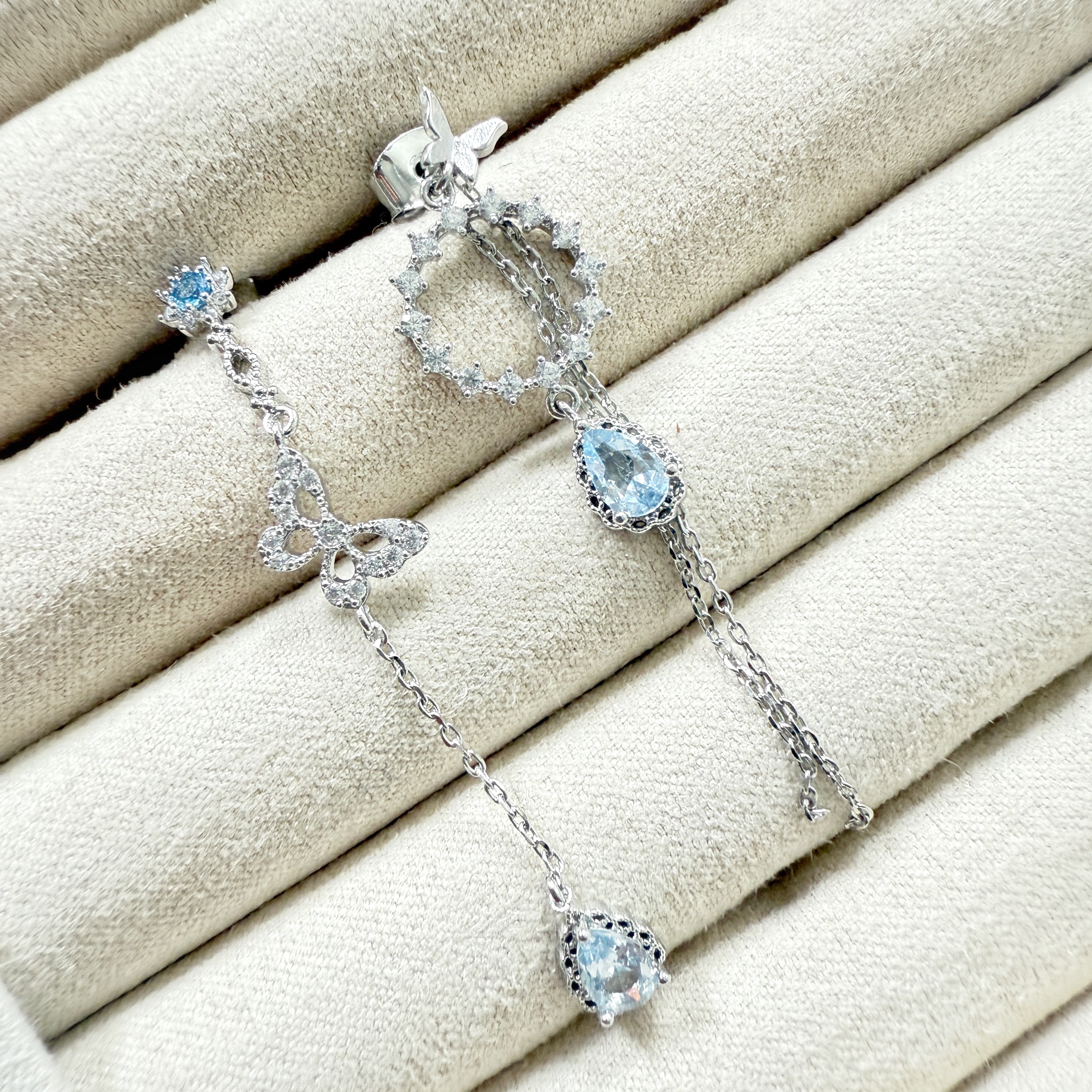 Ethereal Butterfly Aquamarine Dangle Earrings - Sisilia Jewels