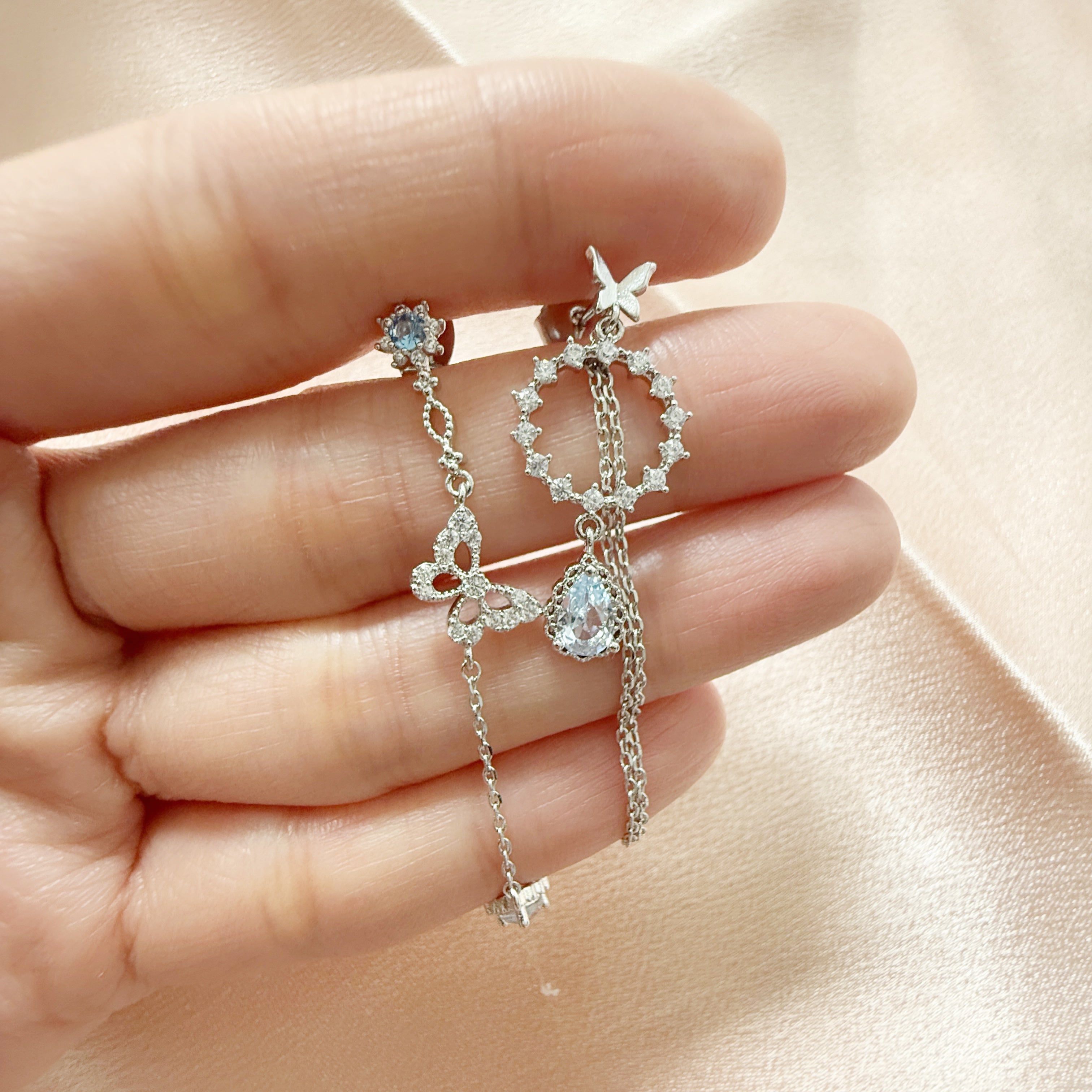 Ethereal Butterfly Aquamarine Dangle Earrings - Sisilia Jewels