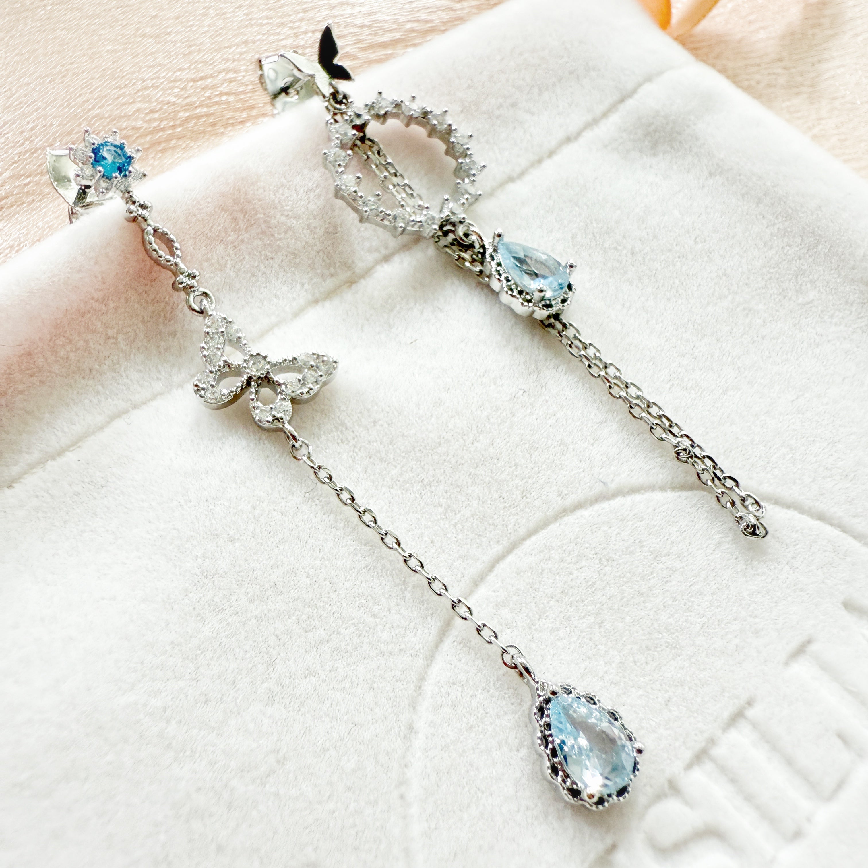 Ethereal Butterfly Aquamarine Dangle Earrings - Sisilia Jewels