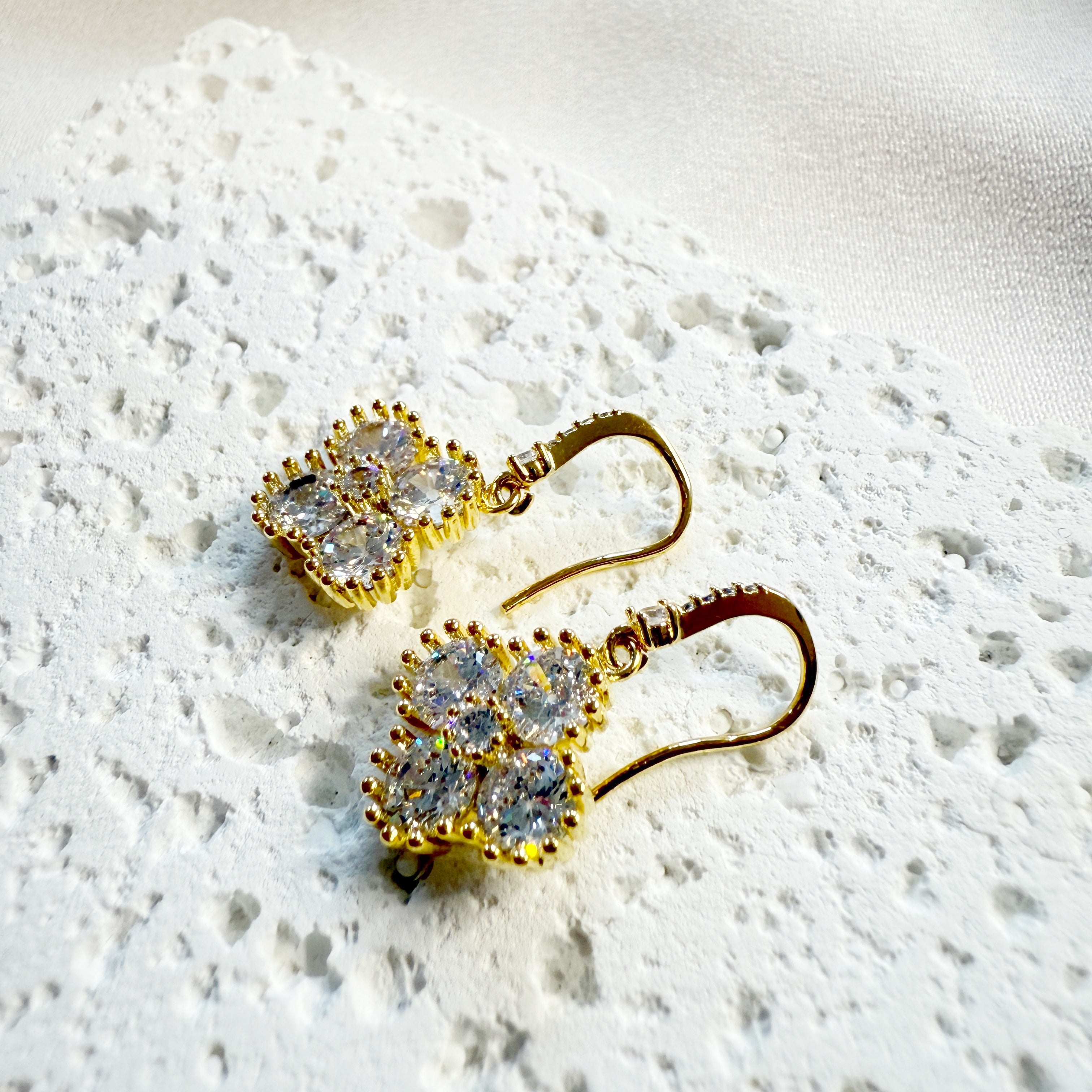 Golden Clover Sparkly Dangle Earrings - Sisilia Jewels