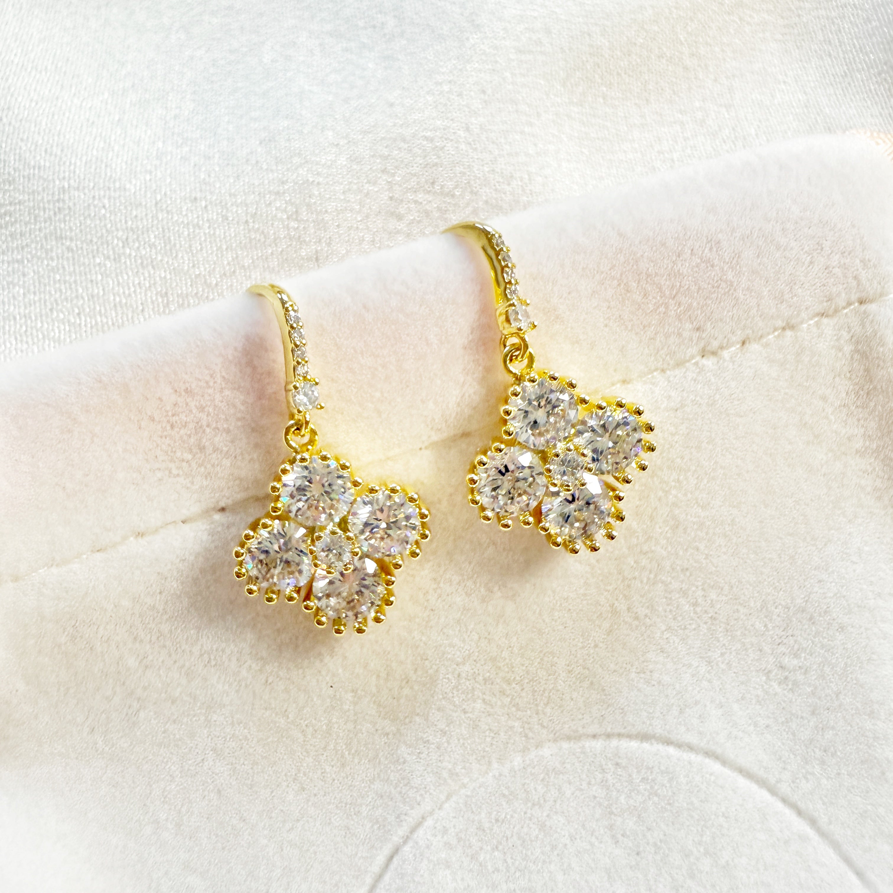 Golden Clover Sparkly Dangle Earrings - Sisilia Jewels