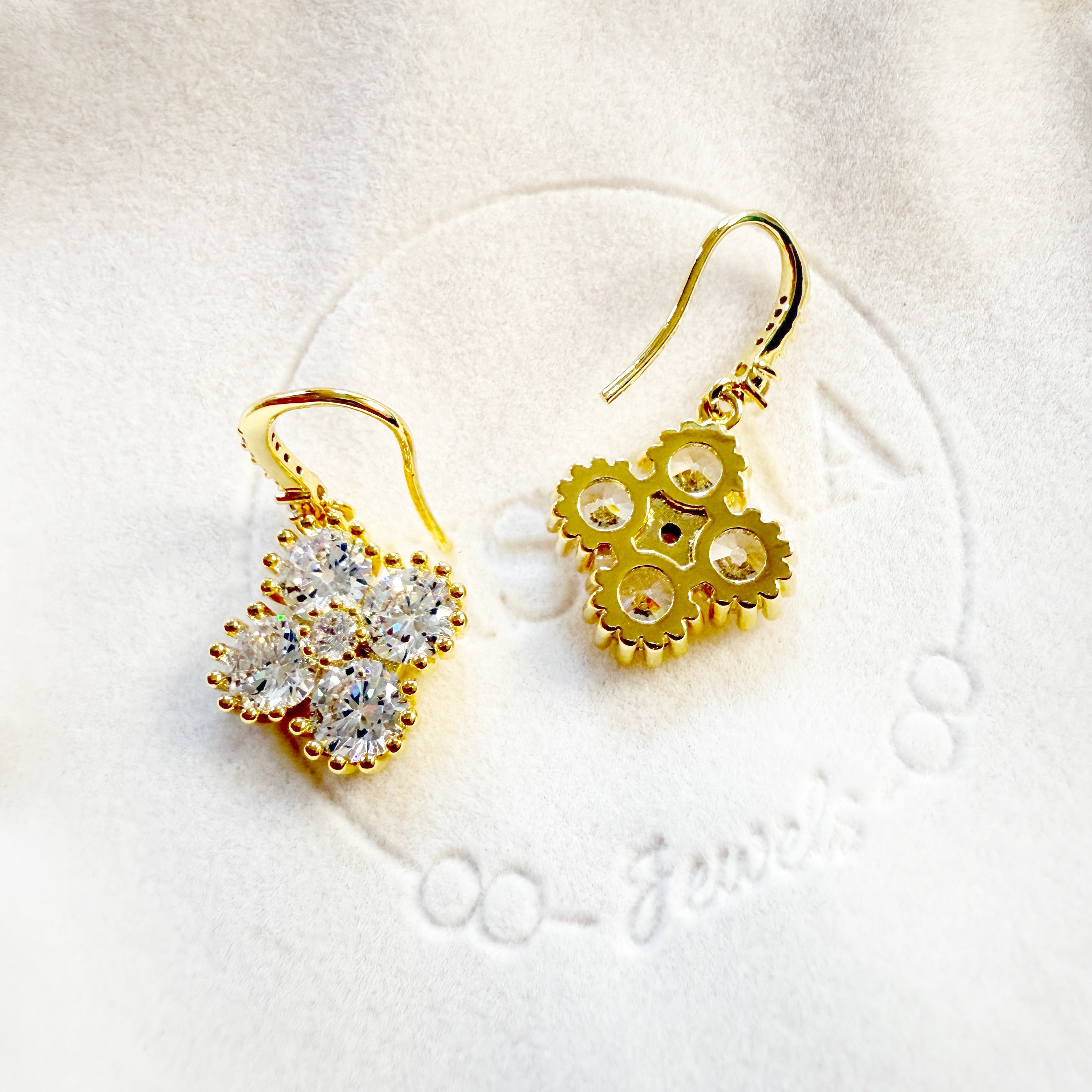 Golden Clover Sparkly Dangle Earrings - Sisilia Jewels