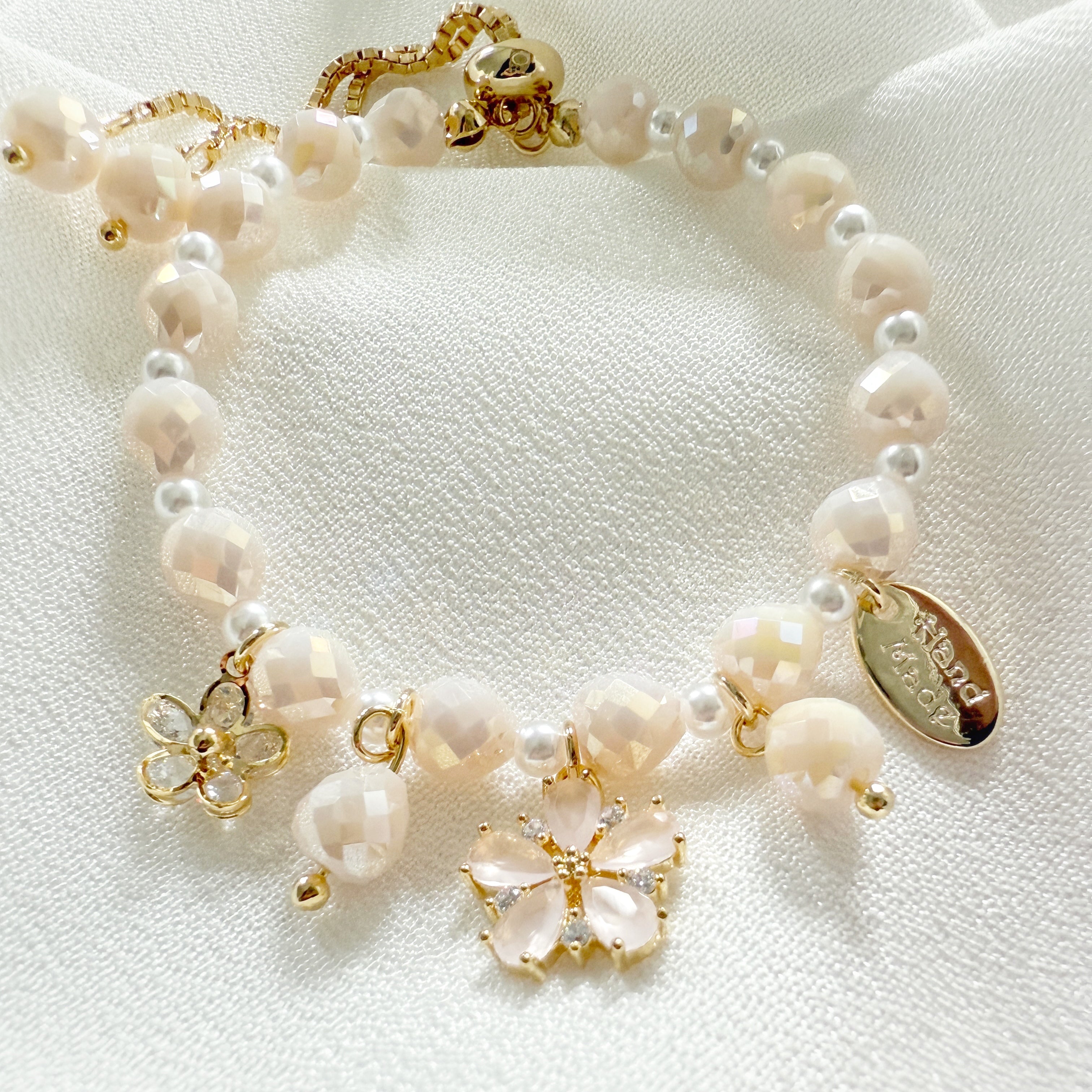 Pink flower charm bracelet - Sisilia Jewels