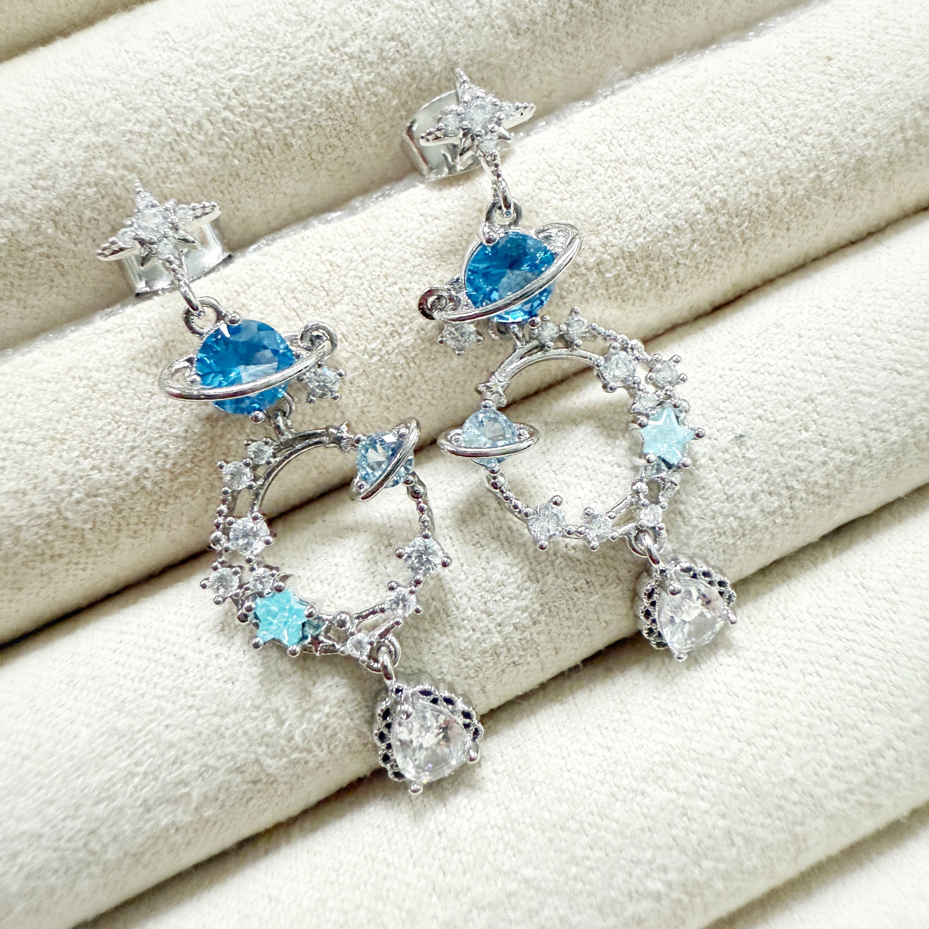 Star Orbit Celestial Dangle Earrings - Sisilia Jewels