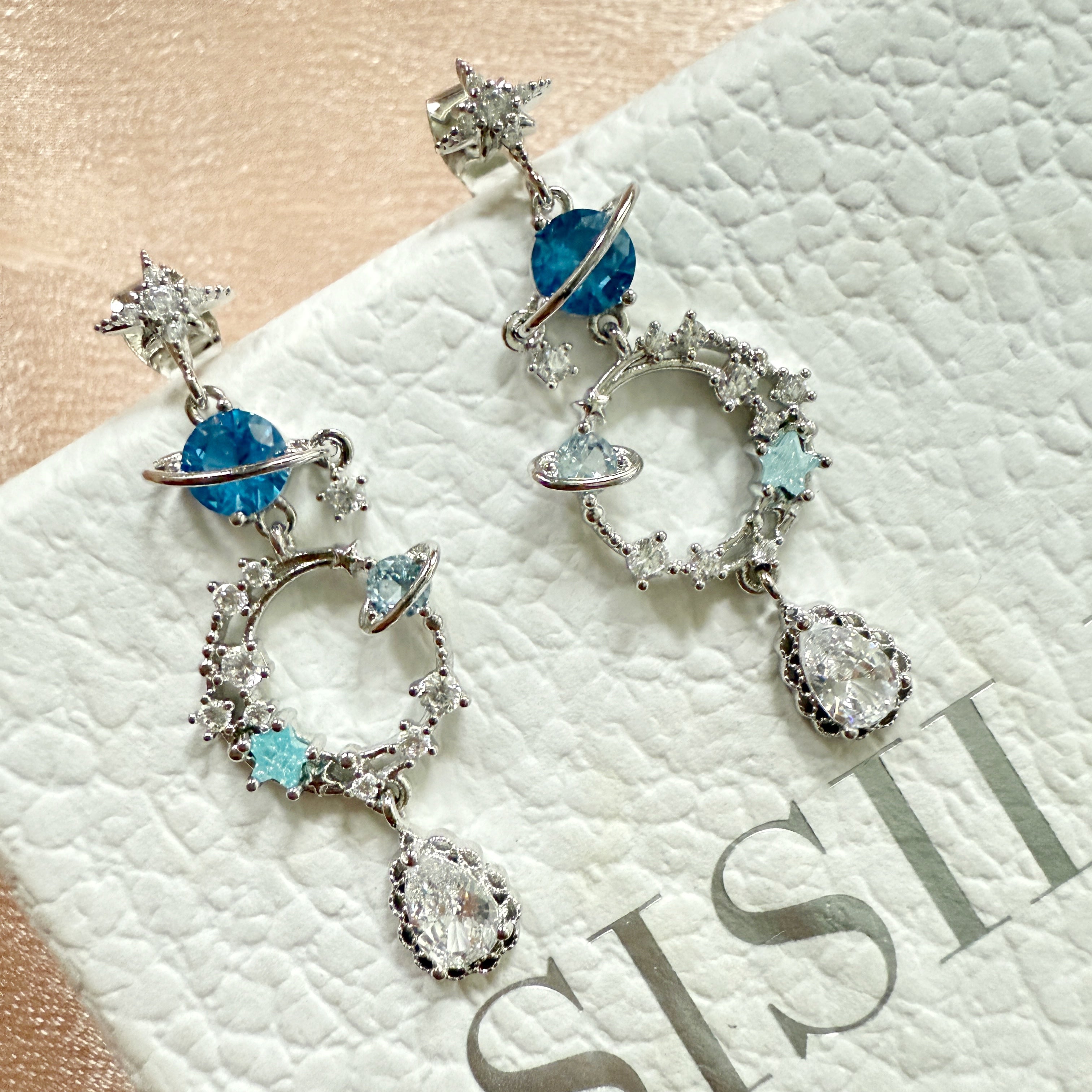 Star Orbit Celestial Dangle Earrings - Sisilia Jewels