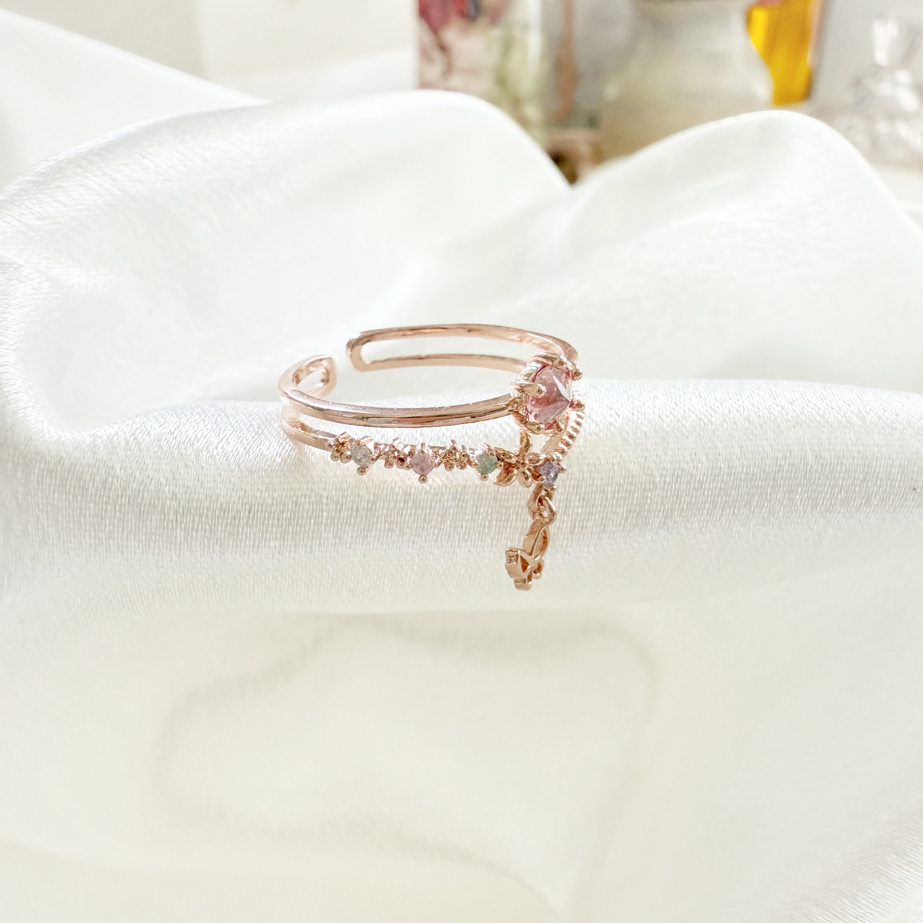 Blush Wings Double Band Butterfly Charm Ring - Sisilia Jewels