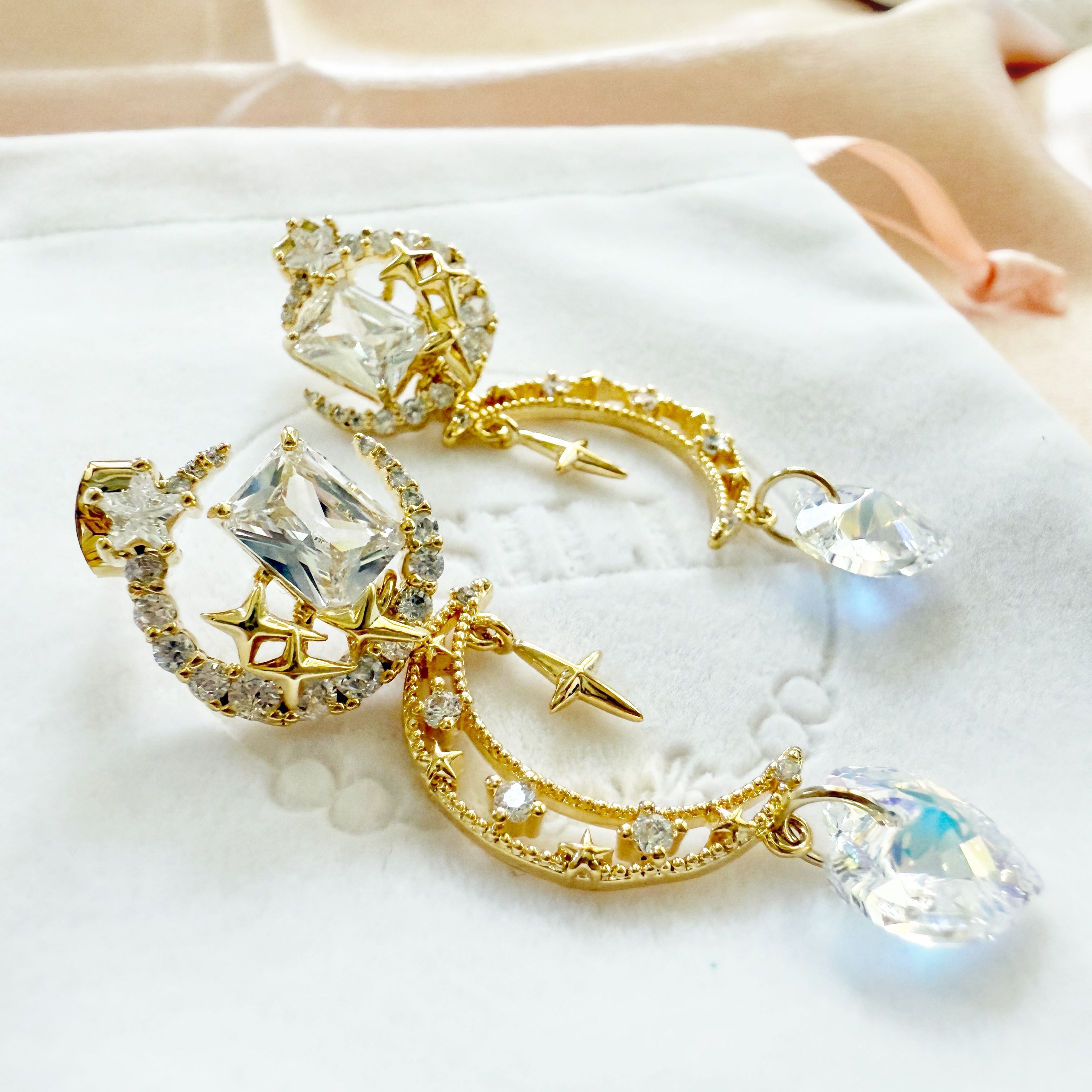 Celestial Gold Dangle Earrings - Sisilia Jewels