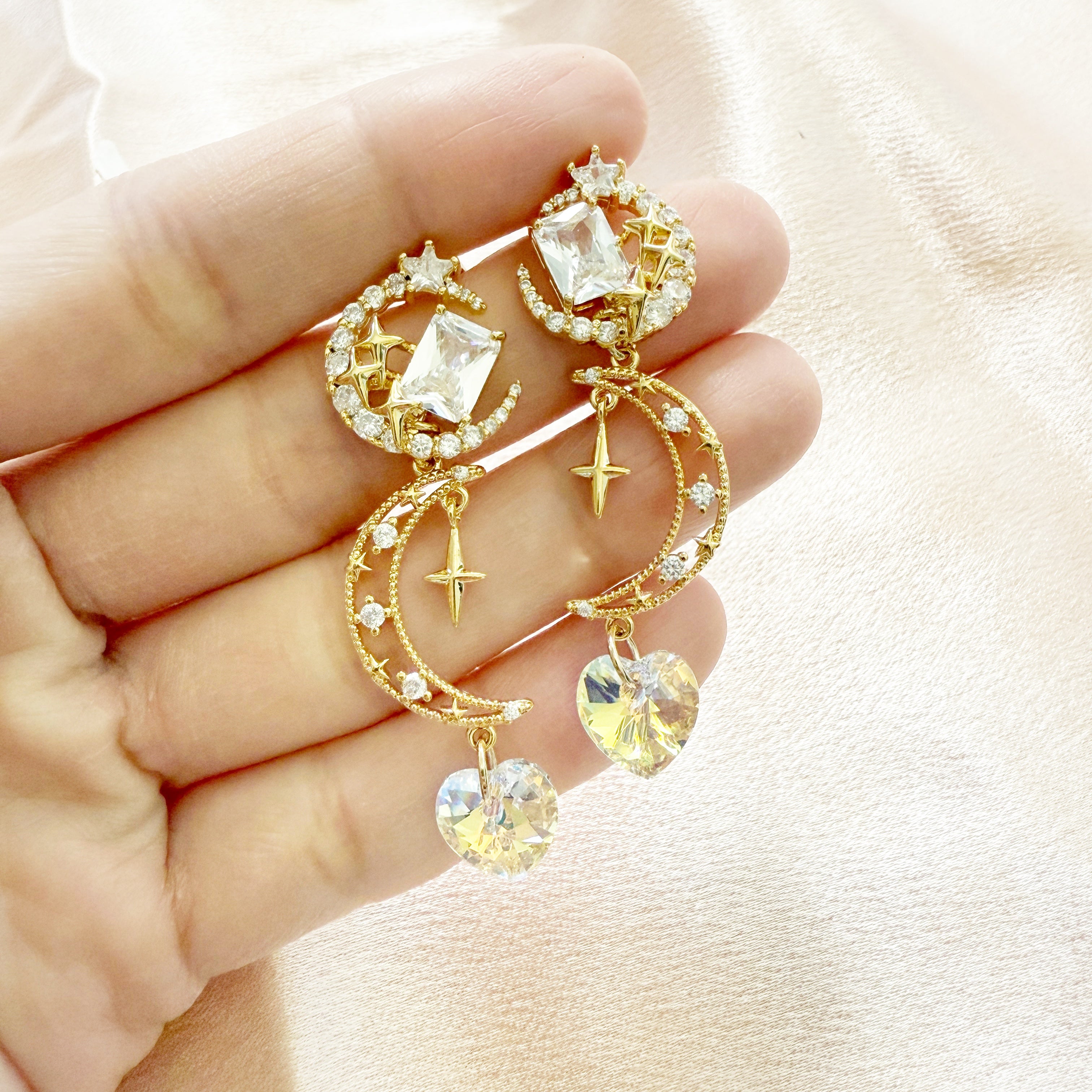 Celestial Gold Dangle Earrings - Sisilia Jewels