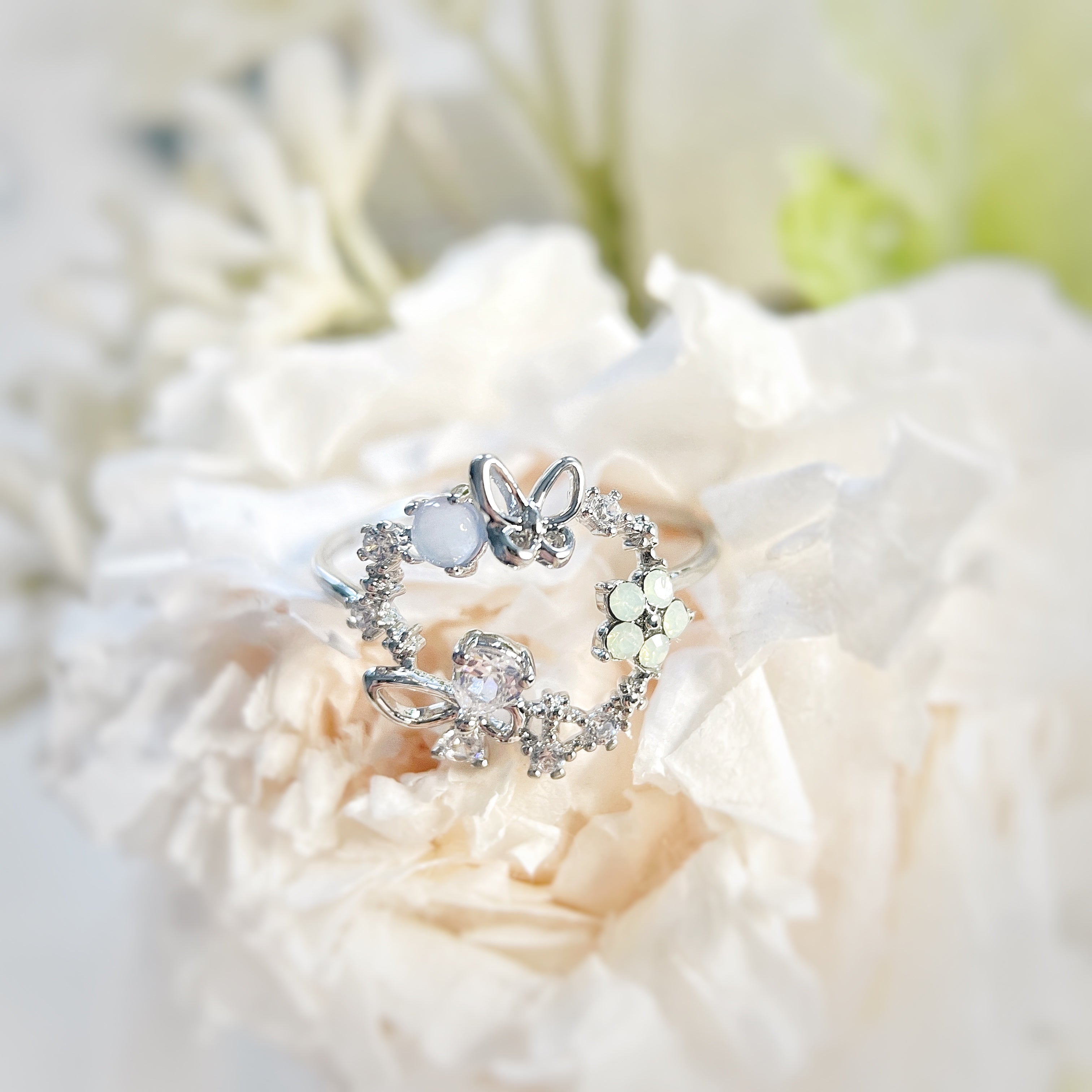 Flower and Butterfly Ring Matching Set - Sisilia Jewels