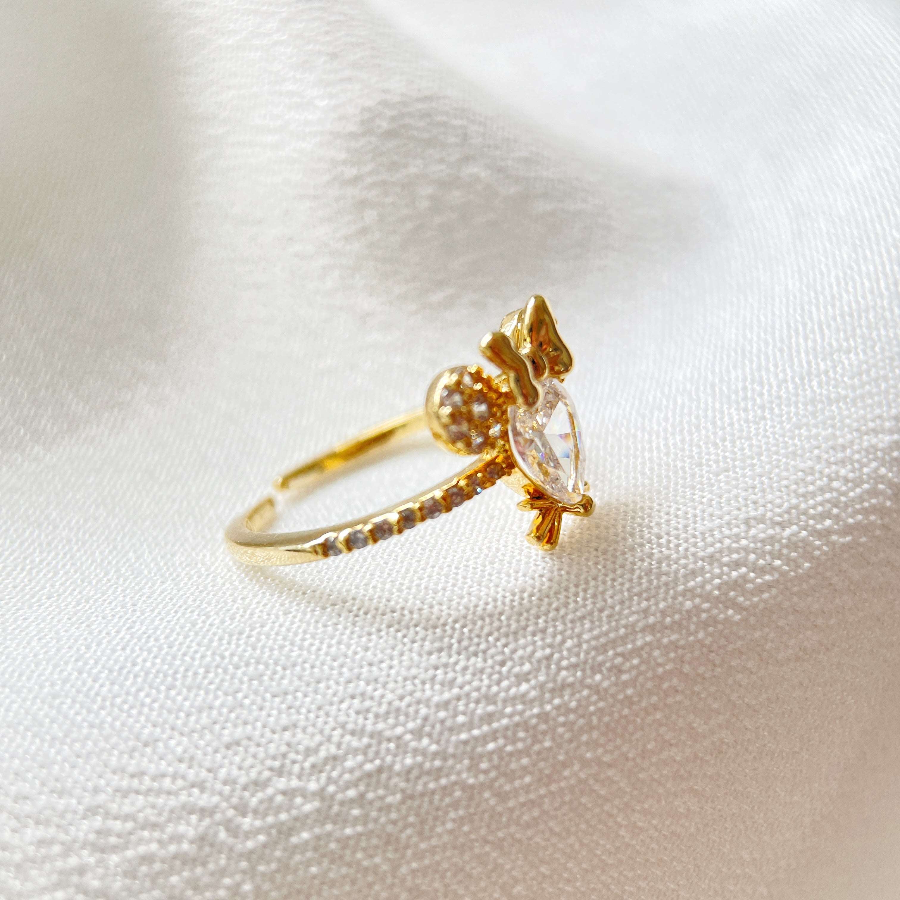 Gemstone Butterfly Harmony Gold Adjustable Ring