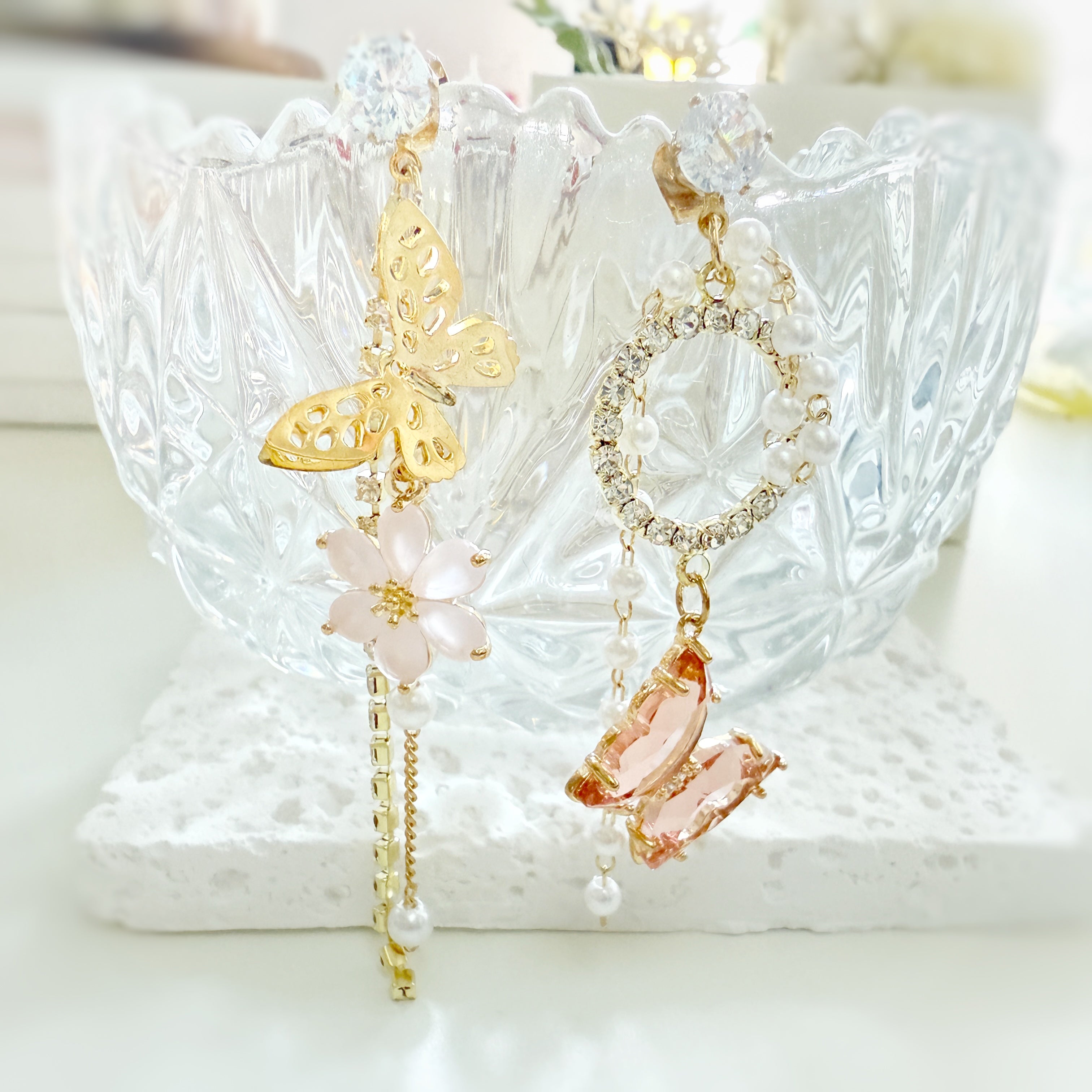 Asymmetric Aquamarine Butterfly Dangles