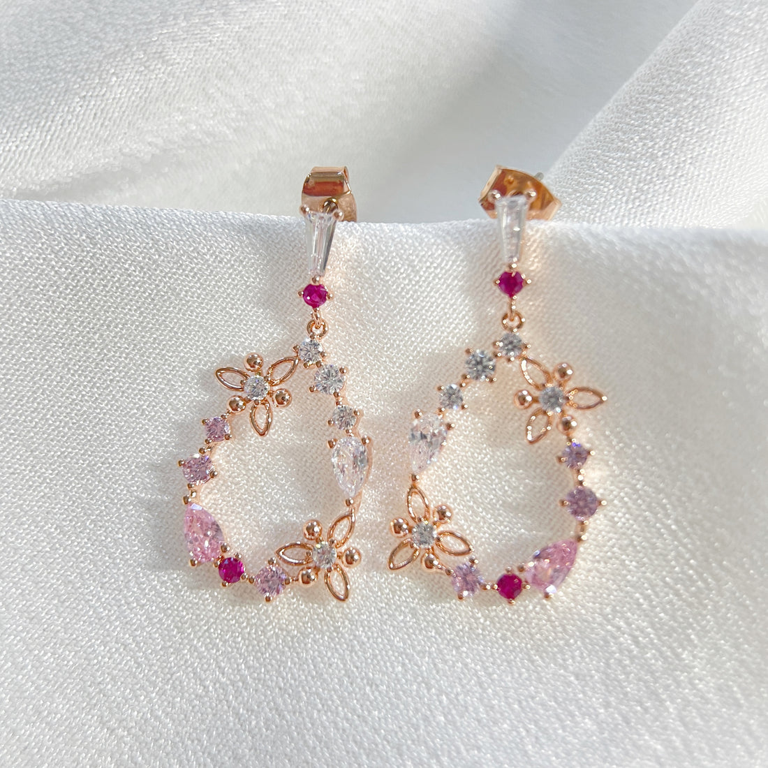 Trillium Rose Gold Drop Earrings - Sisilia Jewels