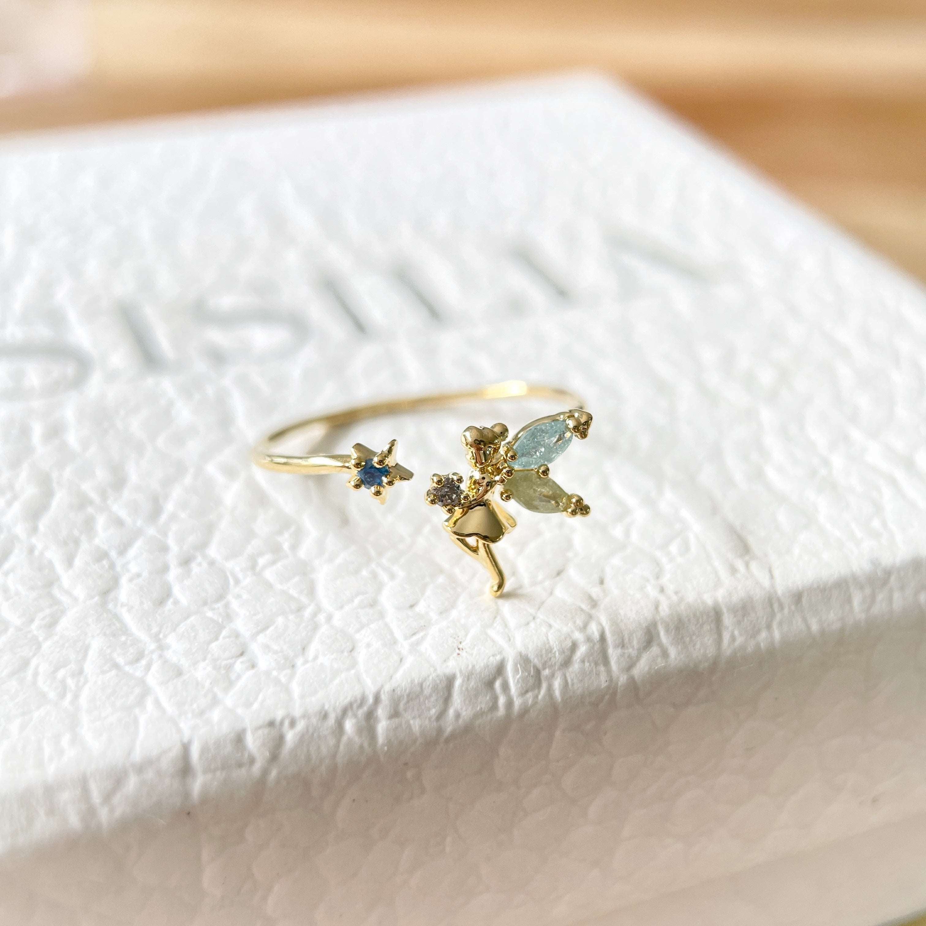 Fluttering Fairy Gold Adjustable Ring