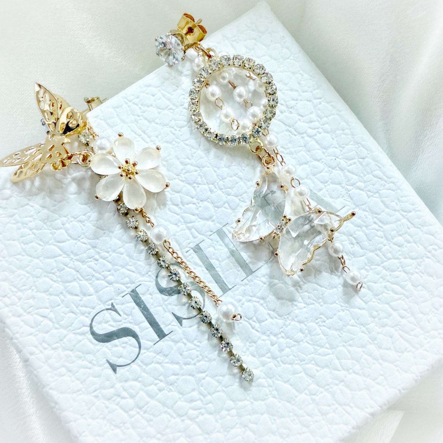 Asymmetric Aquamarine Butterfly Dangles