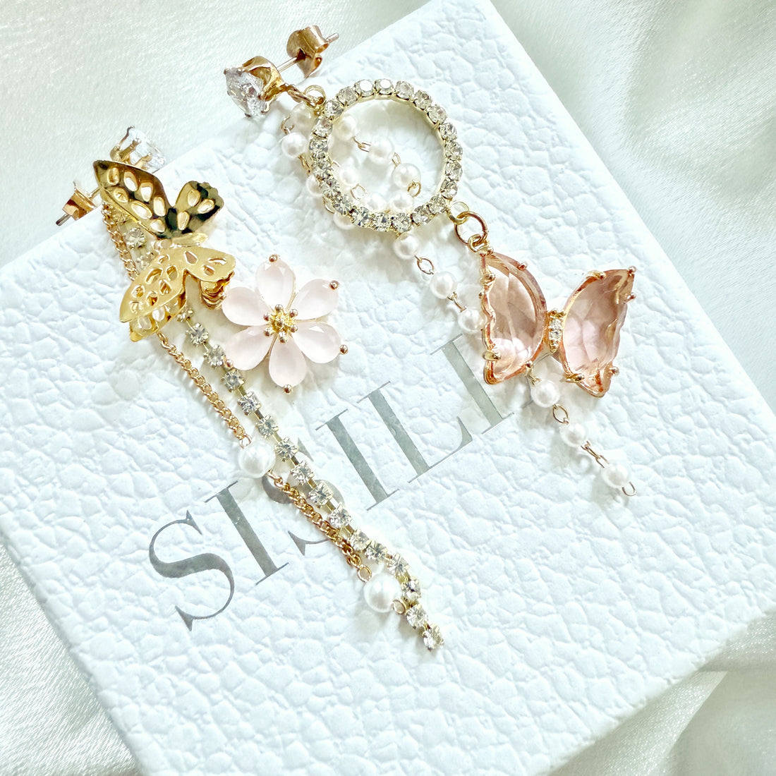 Asymmetric Aquamarine Butterfly Dangles