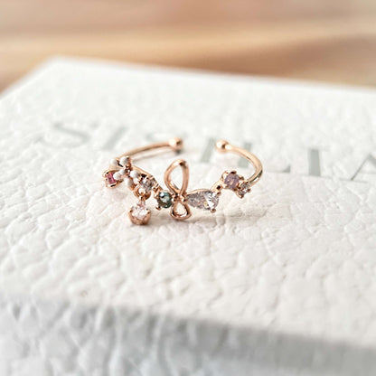 Vibrant Butterfly Dance Rose Gold Adjustable Ring