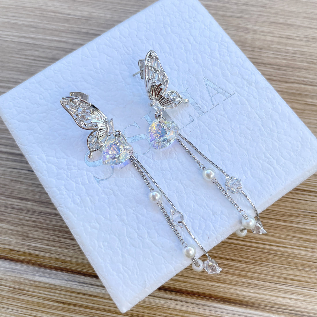 Swarovski Butterfly Pearl Dangles - Sisilia Jewels