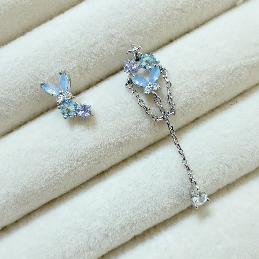 Silver Gems asymmetric earrings - Sisilia Jewels