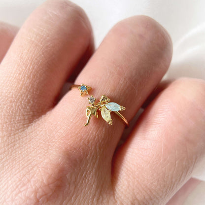 Fluttering Fairy Gold Adjustable Ring