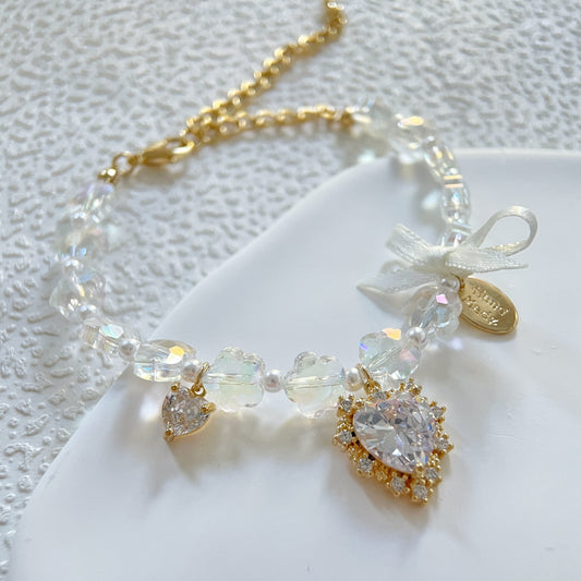 White flower crystal bracelet - Sisilia Jewels