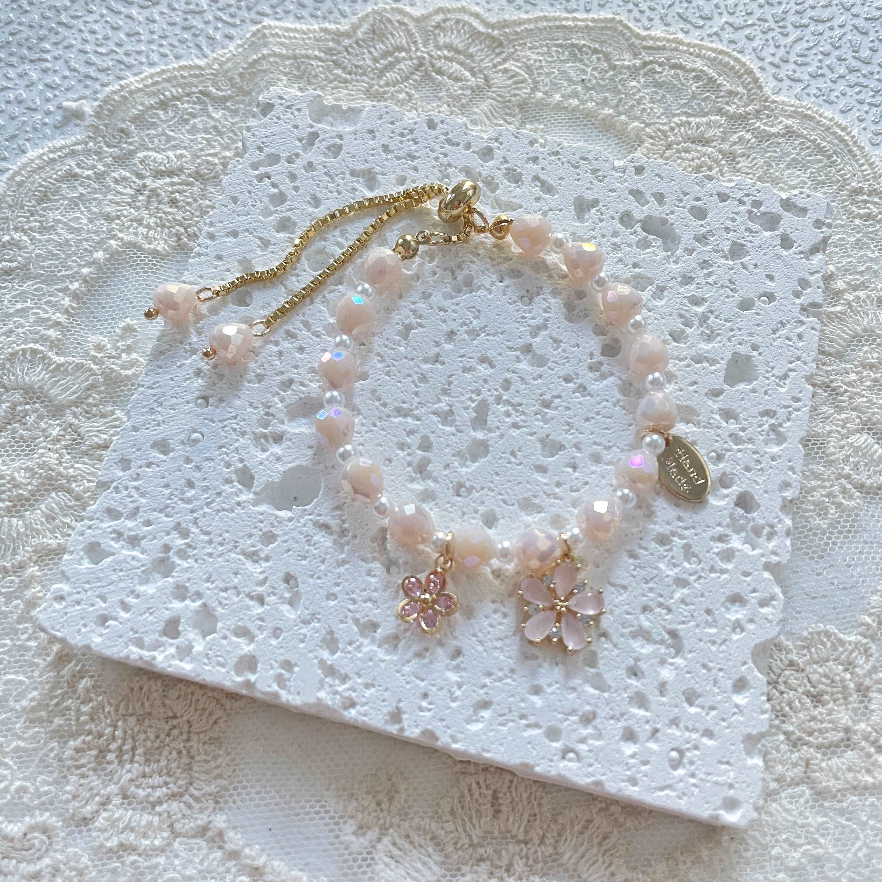 Pink flower charm bracelet - Sisilia Jewels