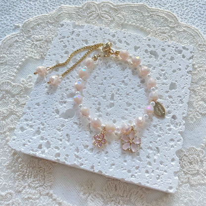 Pink flower charm bracelet - Sisilia Jewels