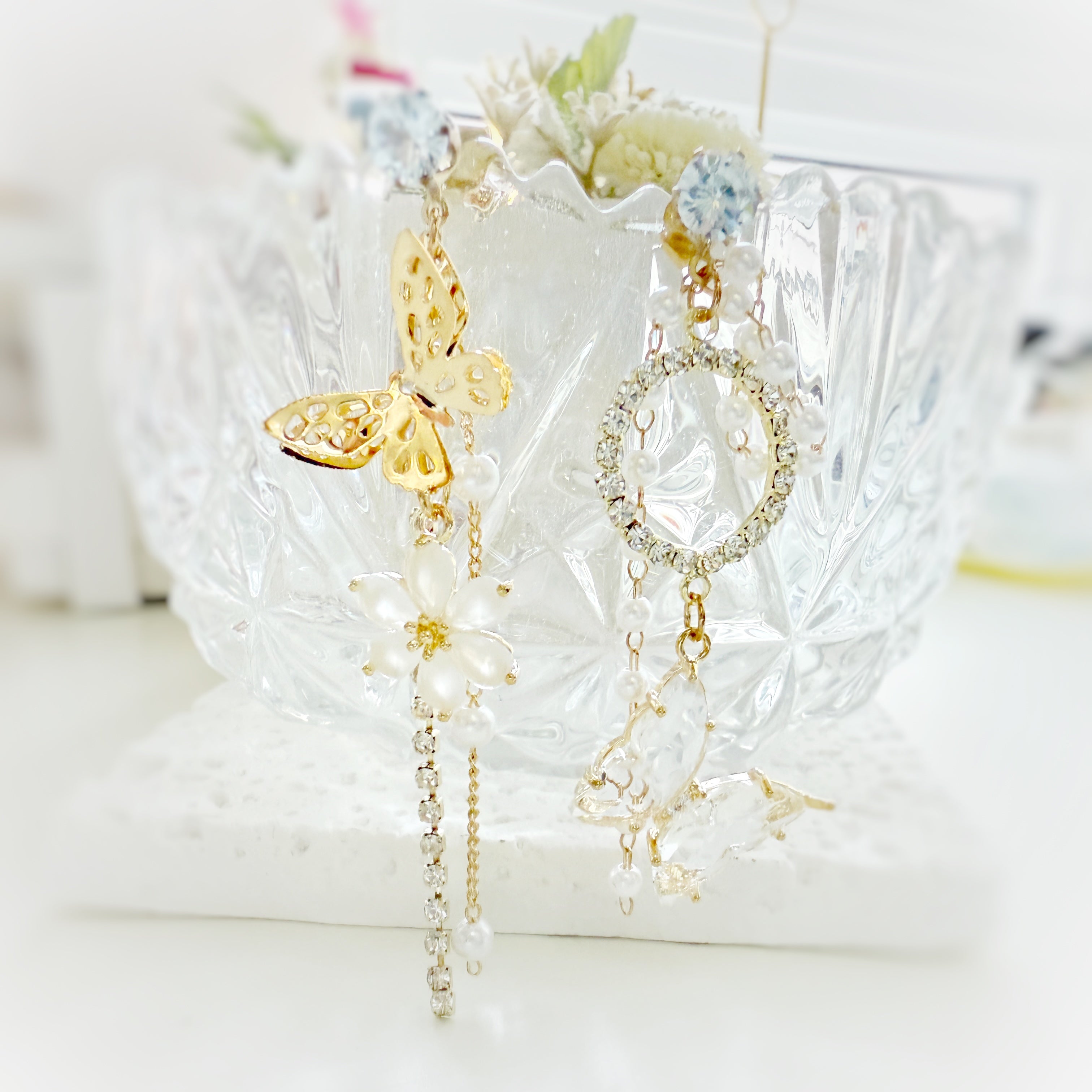 Asymmetric Aquamarine Butterfly Dangles