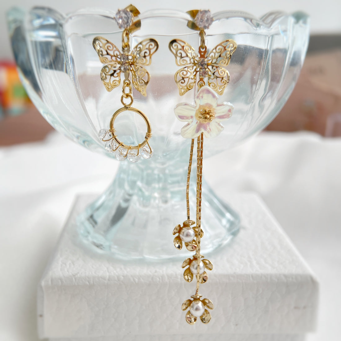 Golden Heart Blossom Drop Earrings - Sisilia Jewels