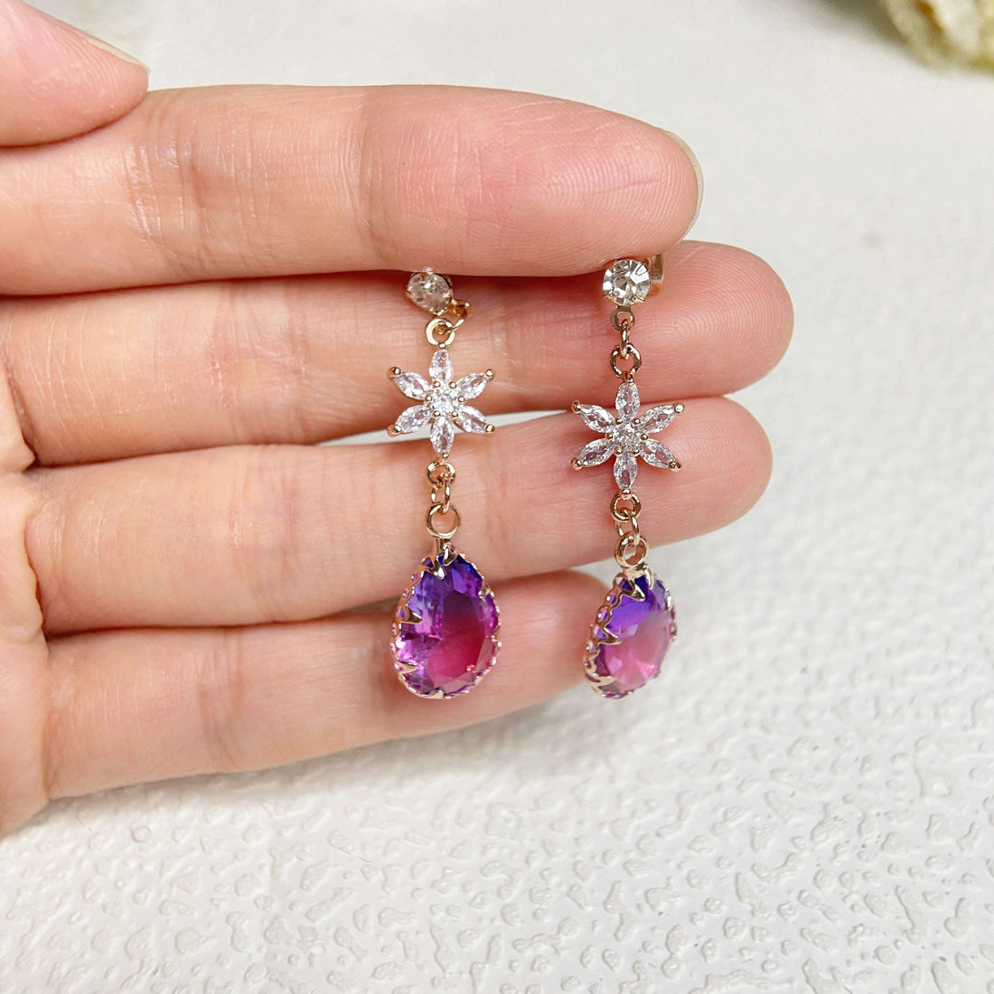 Purple Rain Petal Dangle Earrings - Sisilia Jewels