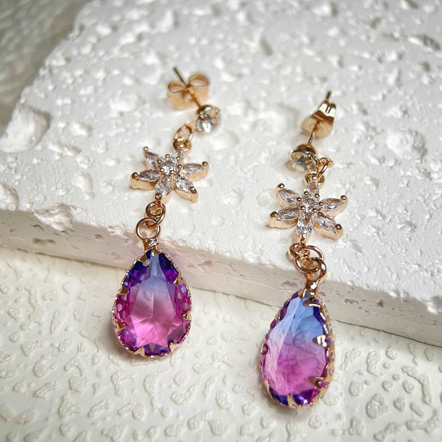 Purple Rain Petal Dangle Earrings - Sisilia Jewels